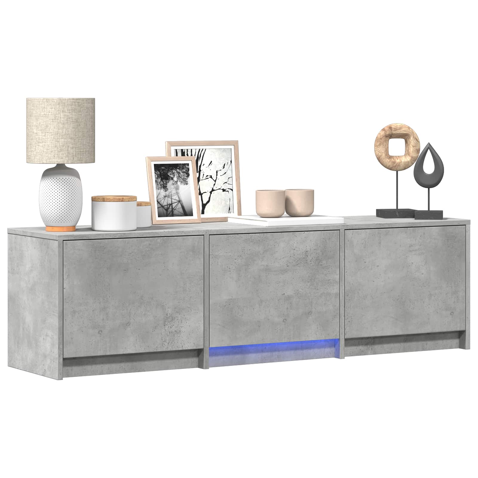 Meuble TV avec LED avec LED Gris Béton 140 x 34 x 40 cm - XIOS