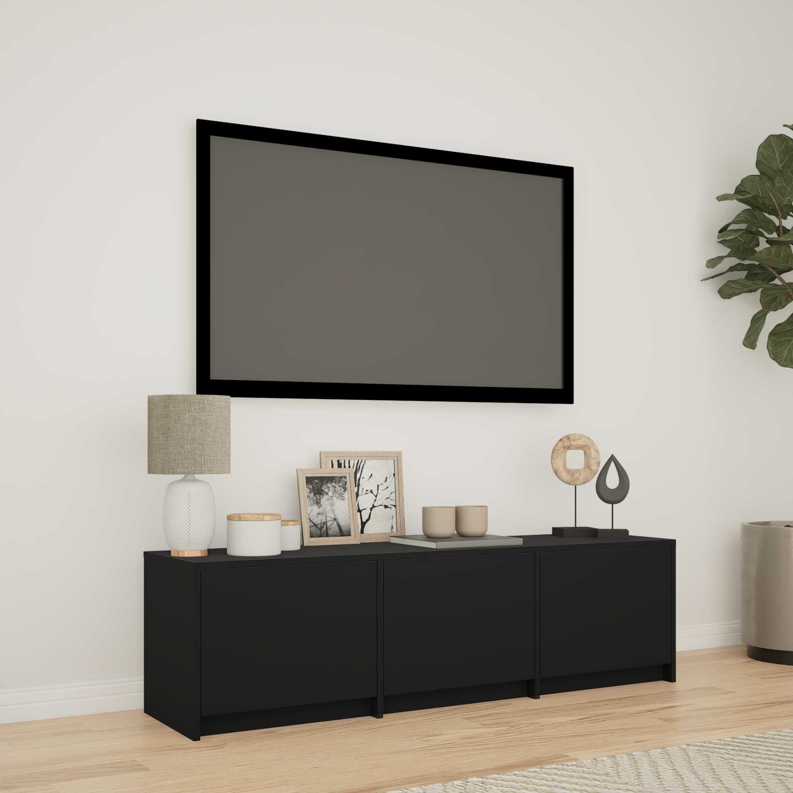 Meuble TV avec LED Noir 140 x 34 x 40 cm Bois d’ingénierie - XIOS