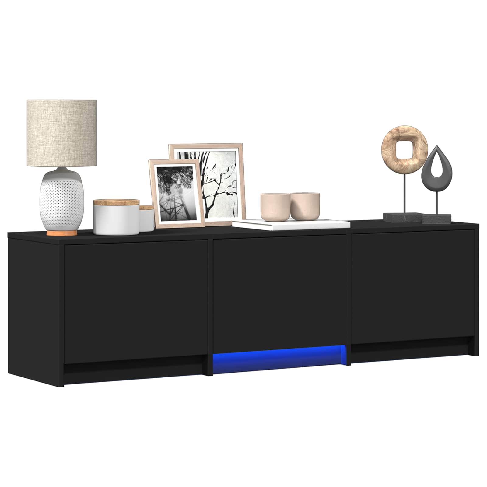 Meuble TV avec LED Noir 140 x 34 x 40 cm Bois d’ingénierie - XIOS