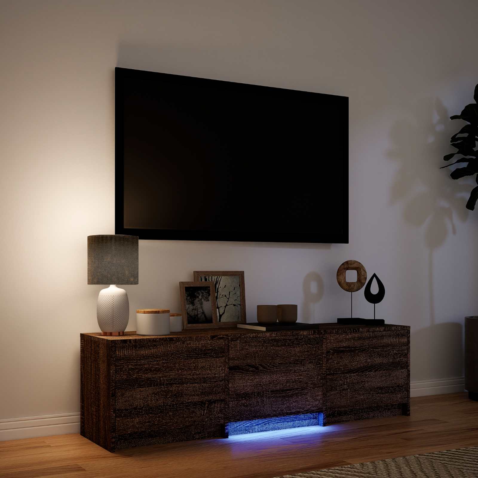Meuble TV avec LED avec LED Chêne brun 140 x 34 x 40 cm - XIOS