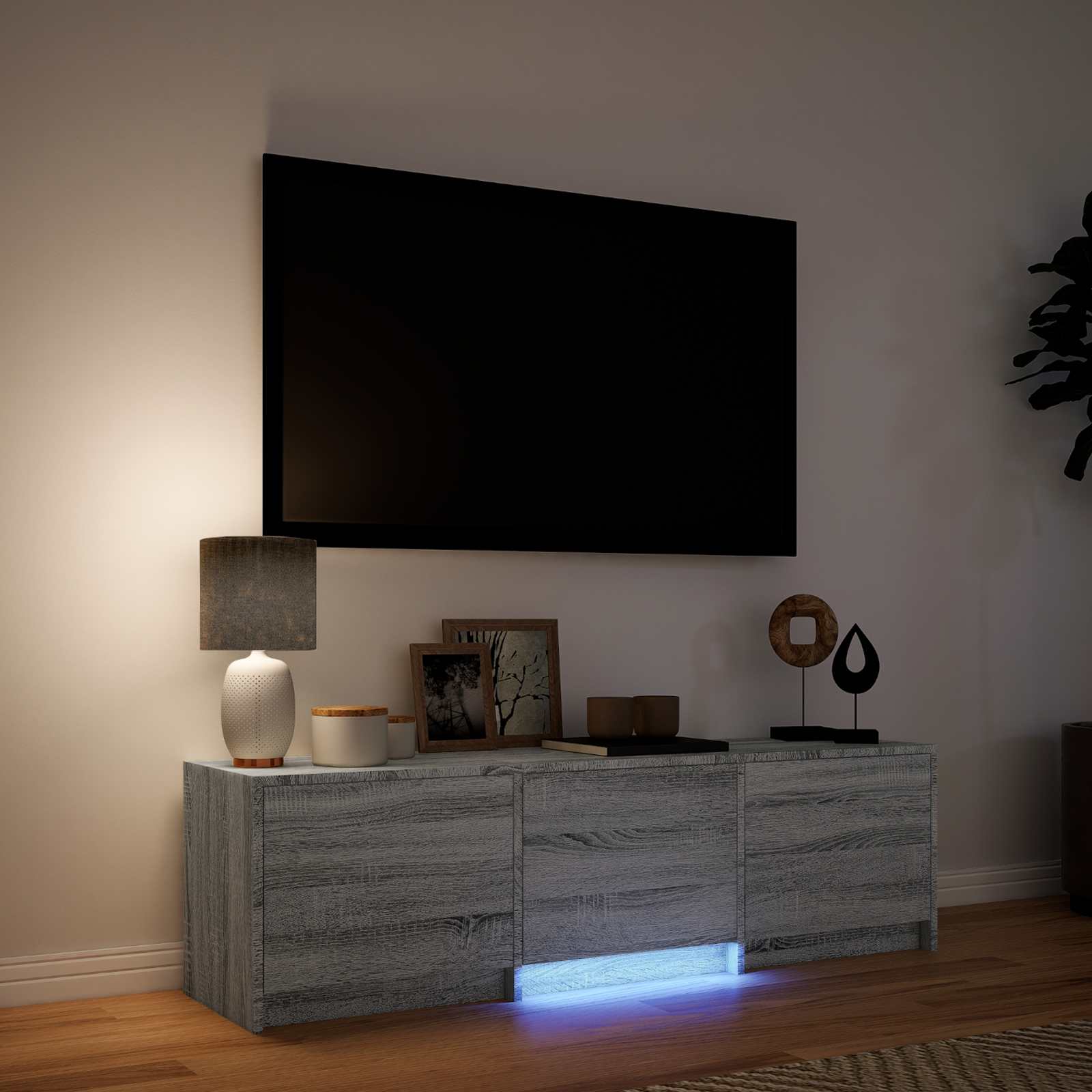 Meuble TV avec LED avec LED Gris Sonoma 140 x 34 x 40 cm - XIOS