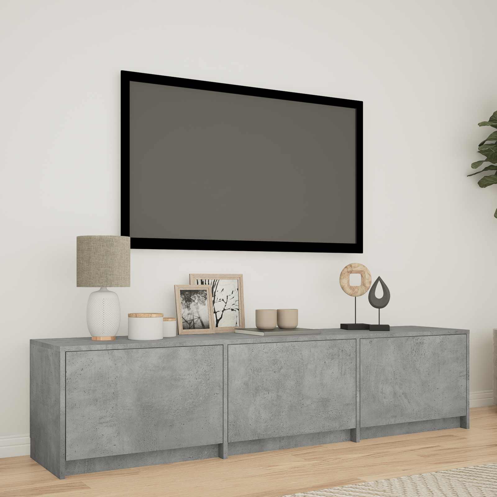 Meuble TV avec LED avec LED Gris Béton 165 x 34 x 40 cm - XIOS