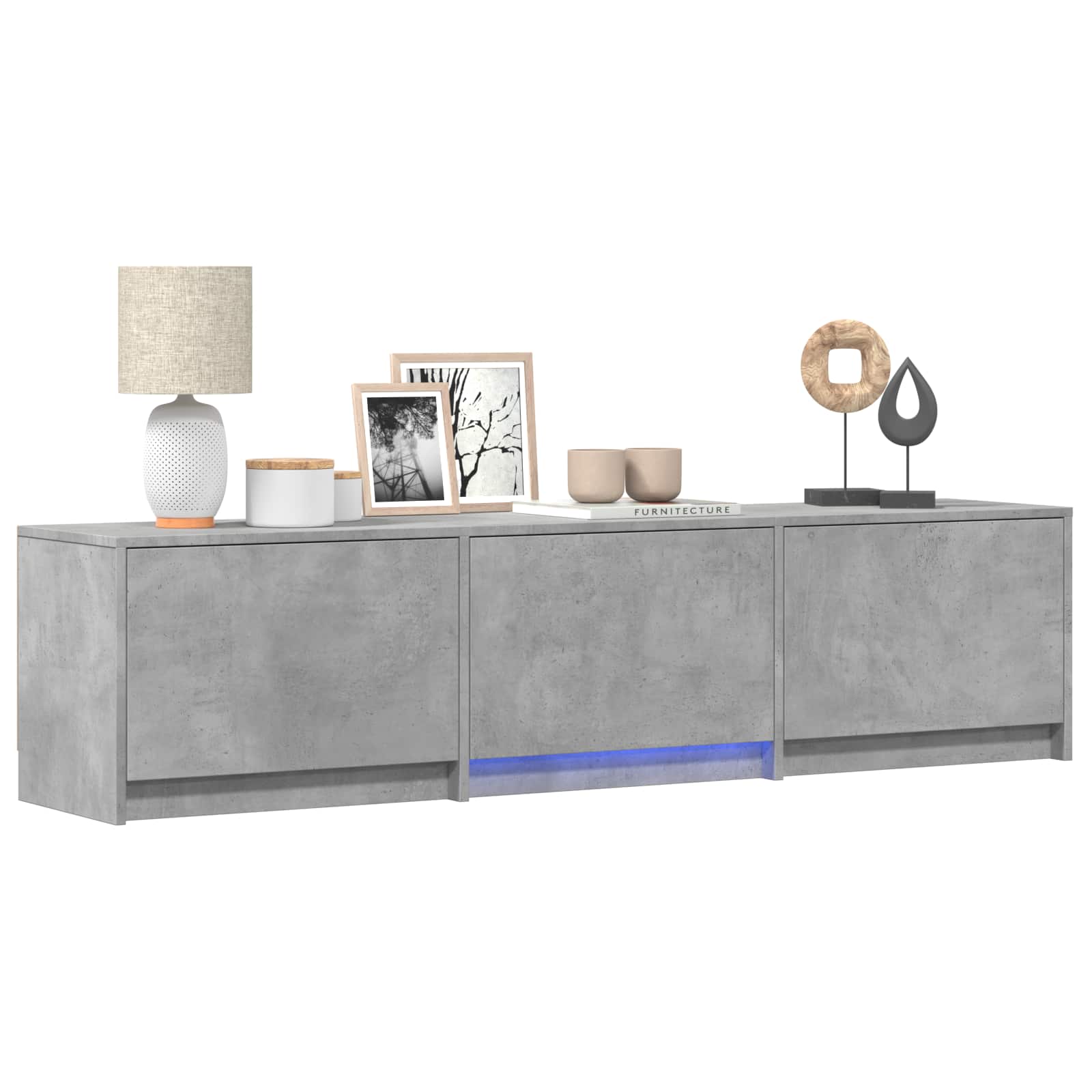 Meuble TV avec LED avec LED Gris Béton 165 x 34 x 40 cm - XIOS