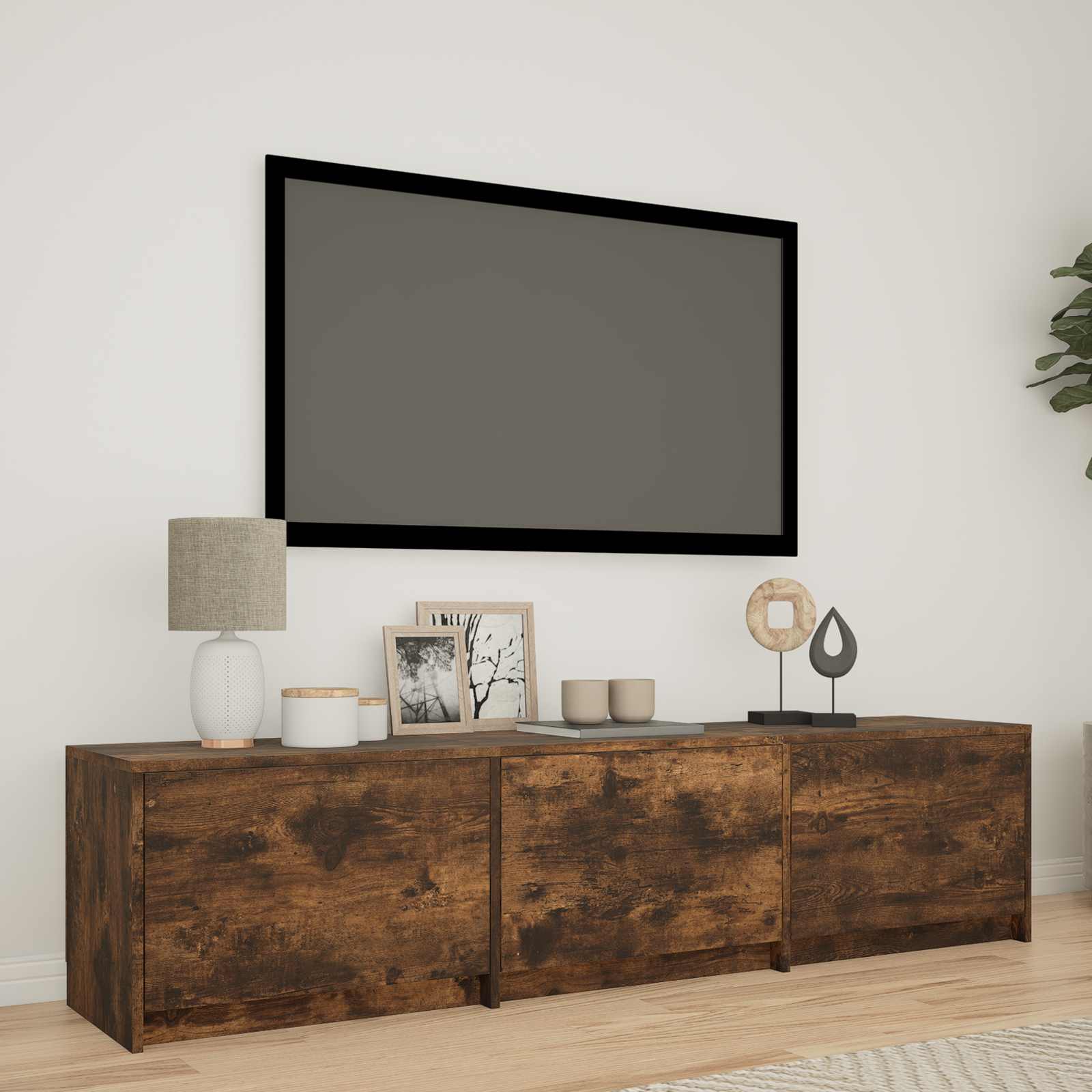Meuble TV avec LED avec LED Chêne Fumé 165 x 34 x 40 cm - XIOS