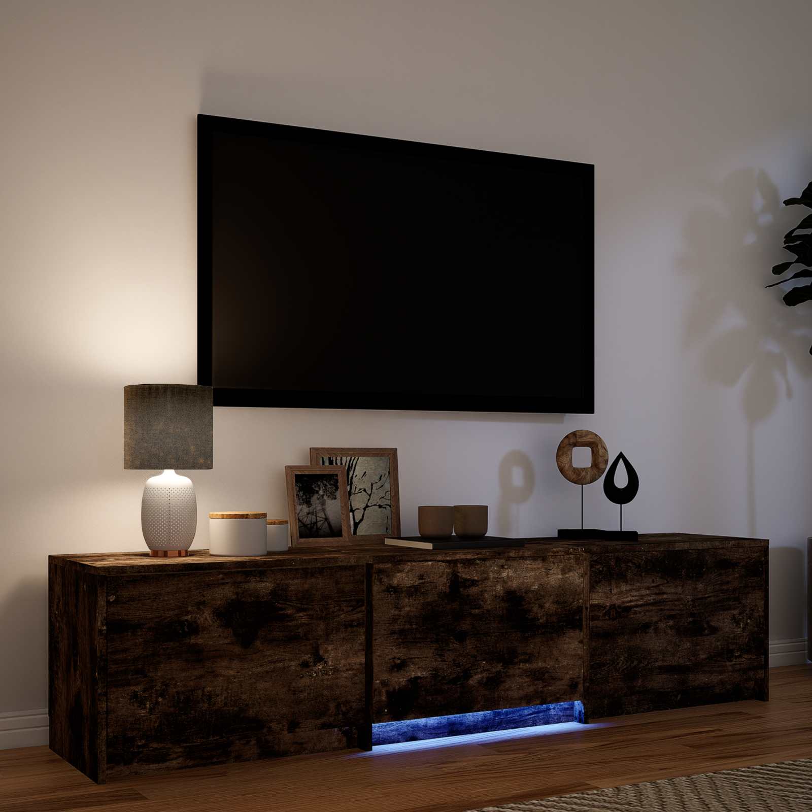 Meuble TV avec LED avec LED Chêne Fumé 165 x 34 x 40 cm - XIOS