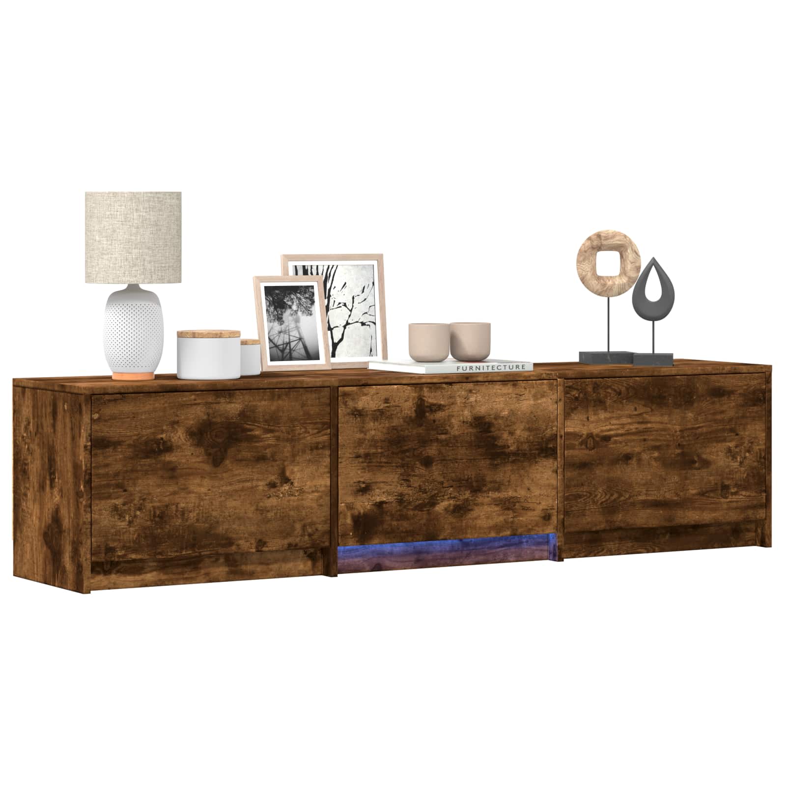Meuble TV avec LED avec LED Chêne Fumé 165 x 34 x 40 cm - XIOS