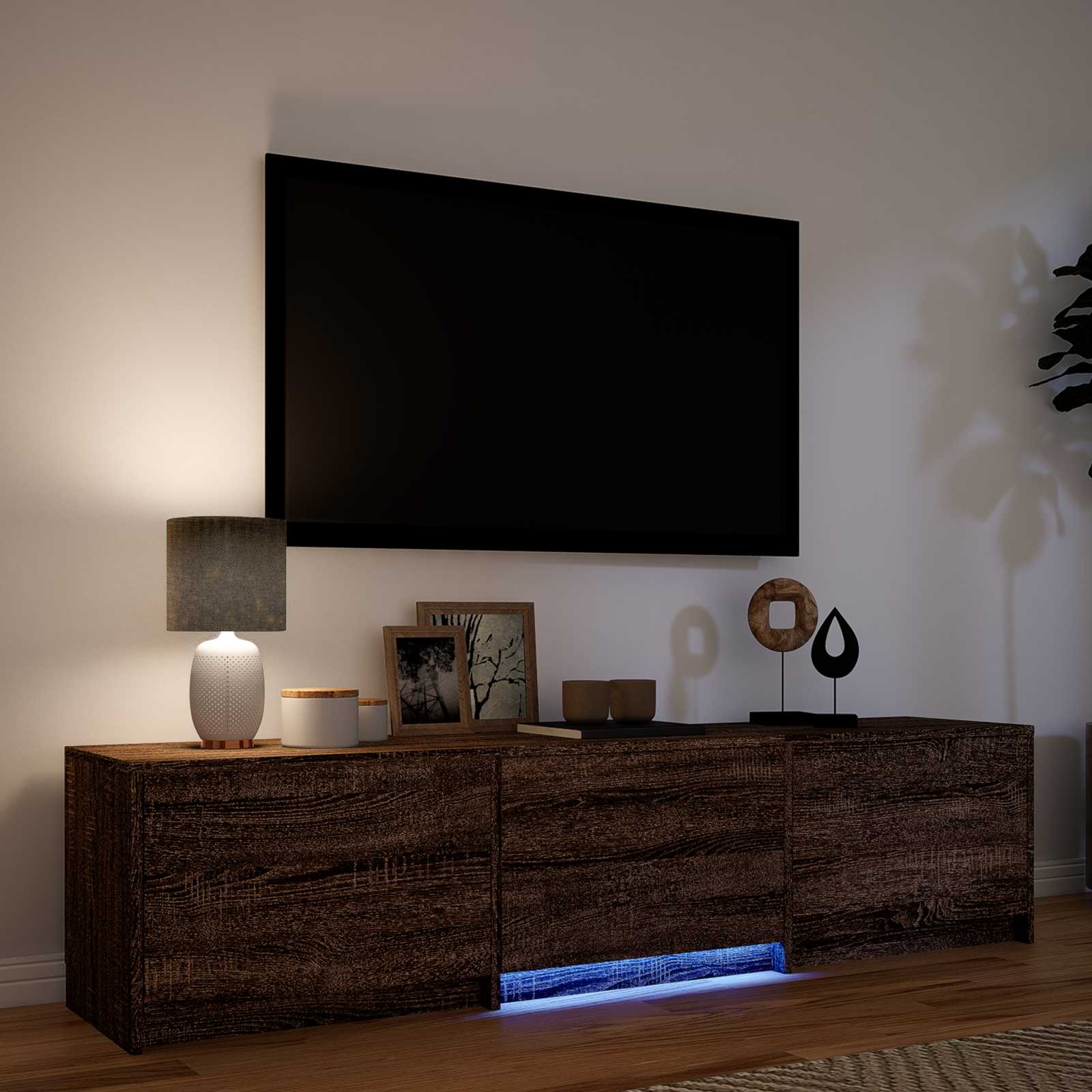 Meuble TV avec LED avec LED Chêne brun 165 x 34 x 40 cm - XIOS