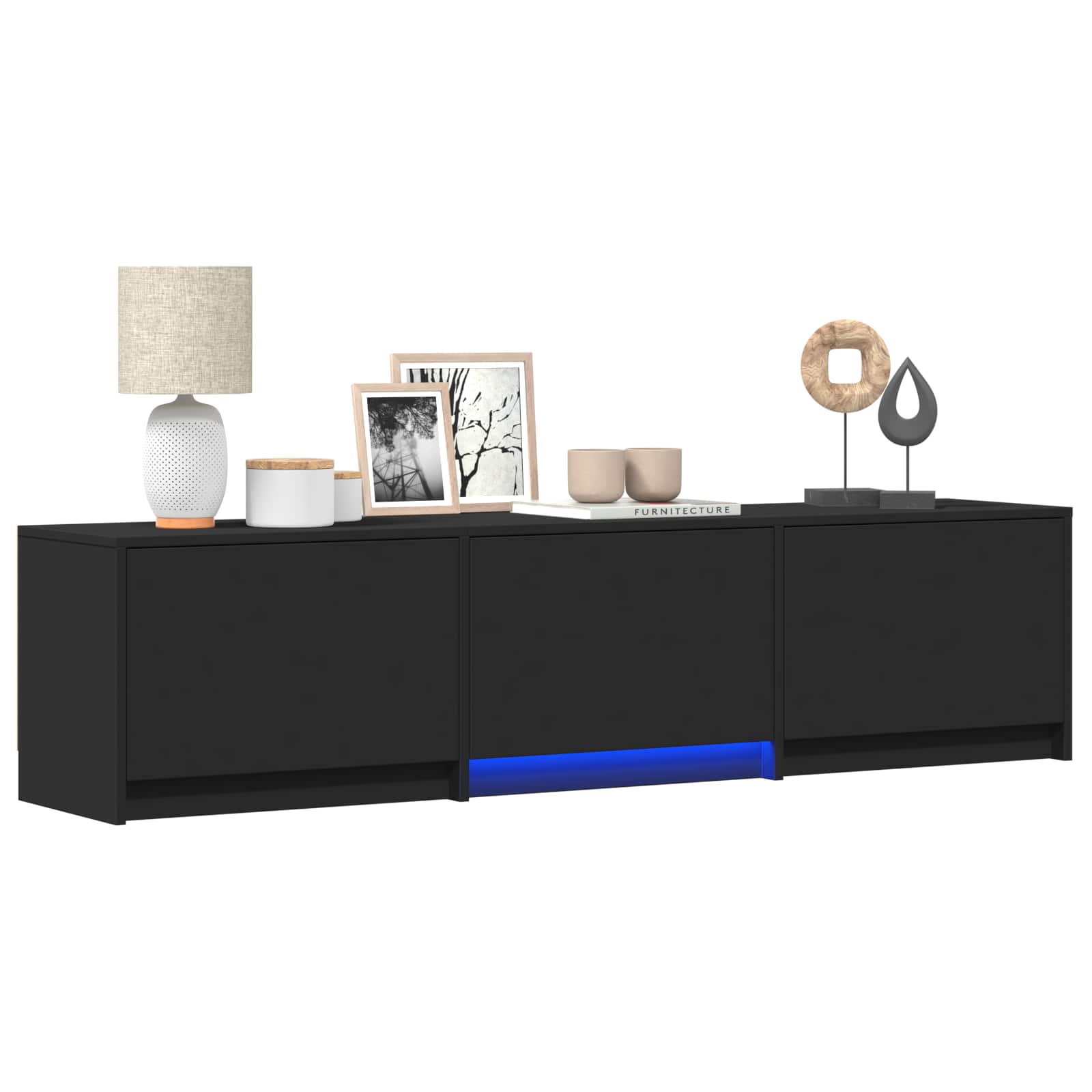 Meuble TV avec LED Noir 165 x 34 x 40 cm Bois d’ingénierie - XIOS