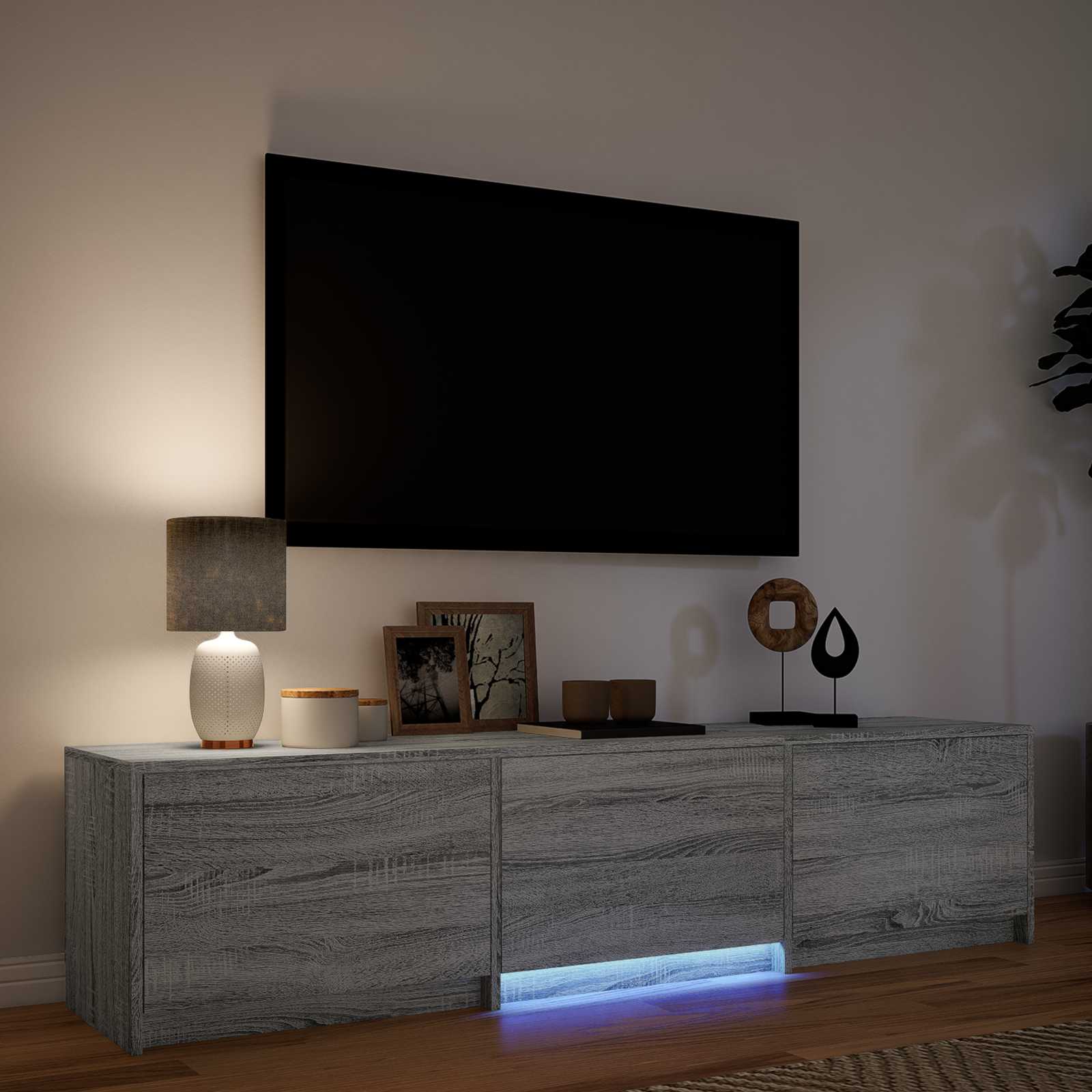 Meuble TV avec LED avec LED Gris Sonoma 165 x 34 x 40 cm - XIOS