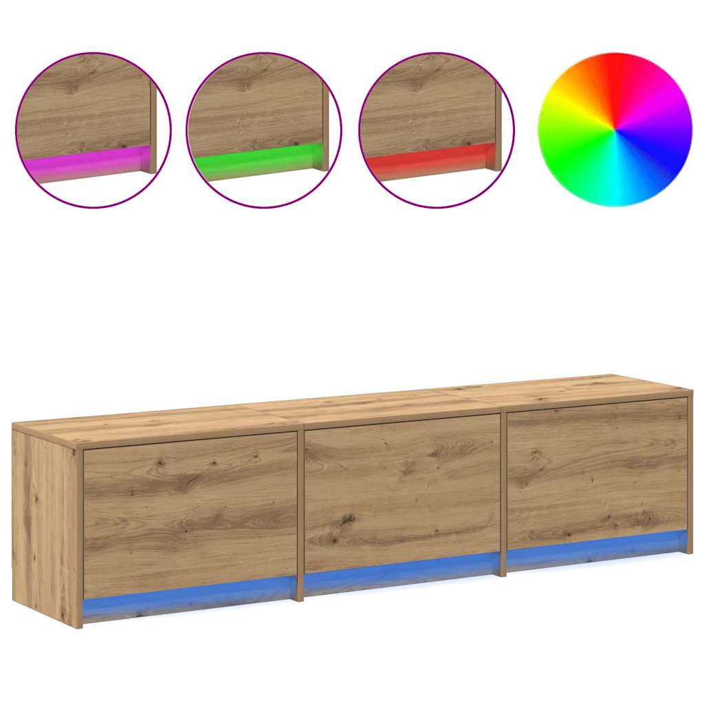 Armoire TV avec LEDs avec tiroir Chêne artisan 162 x 34 x 40 cm - XIOS