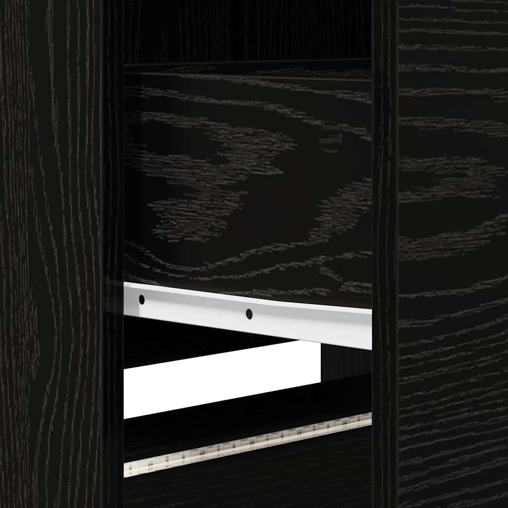Armoire TV avec LEDs avec tiroir Chêne noir 162 x 34 x 40 cm - XIOS