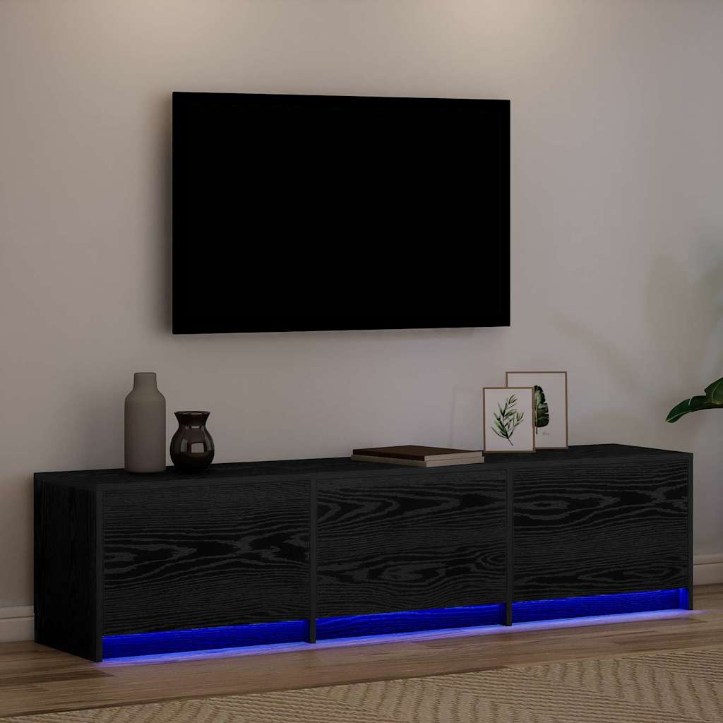 Armoire TV avec LEDs avec tiroir Chêne noir 162 x 34 x 40 cm - XIOS