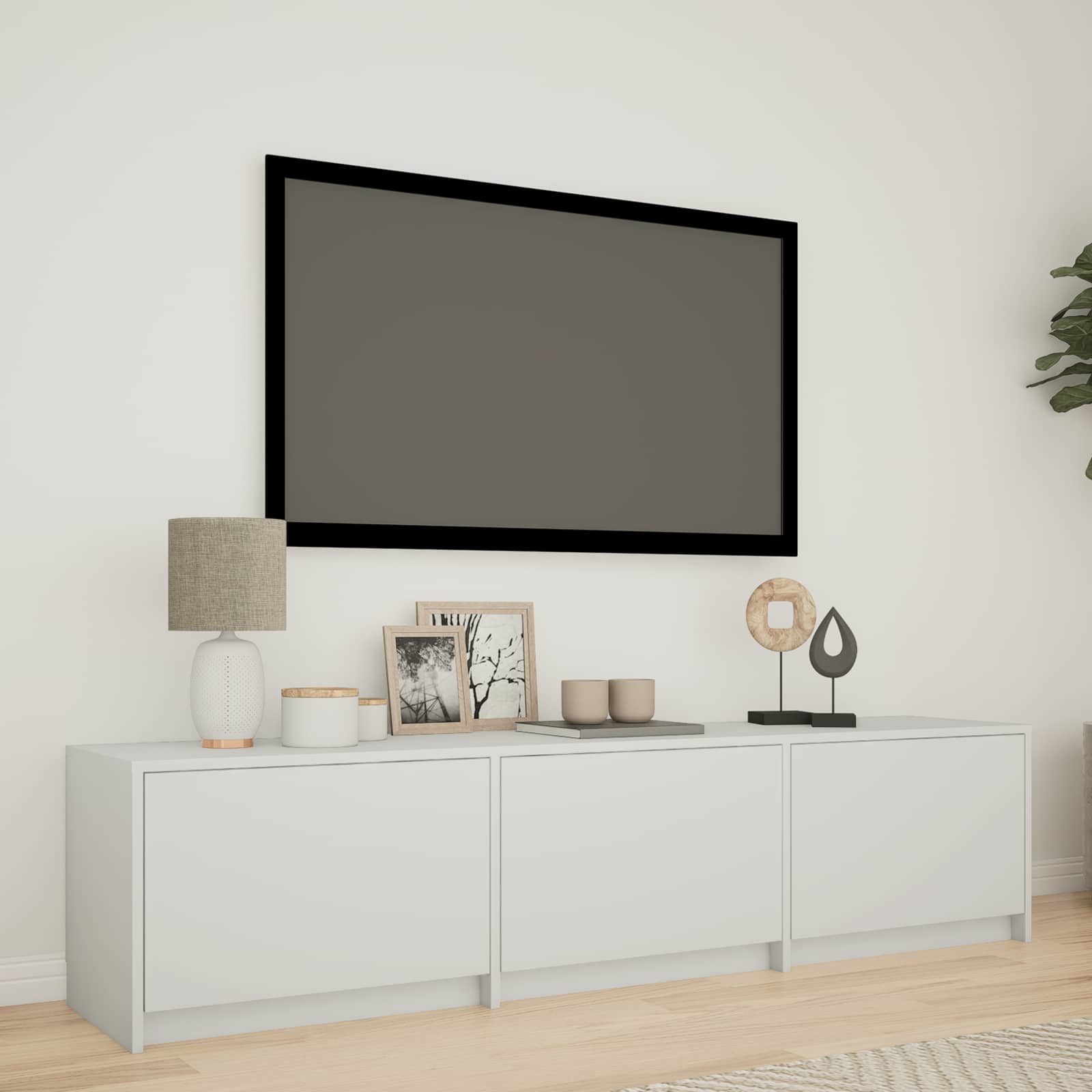 Meuble TV avec LED Blanc 165 x 34 x 40 cm Bois d’ingénierie - XIOS