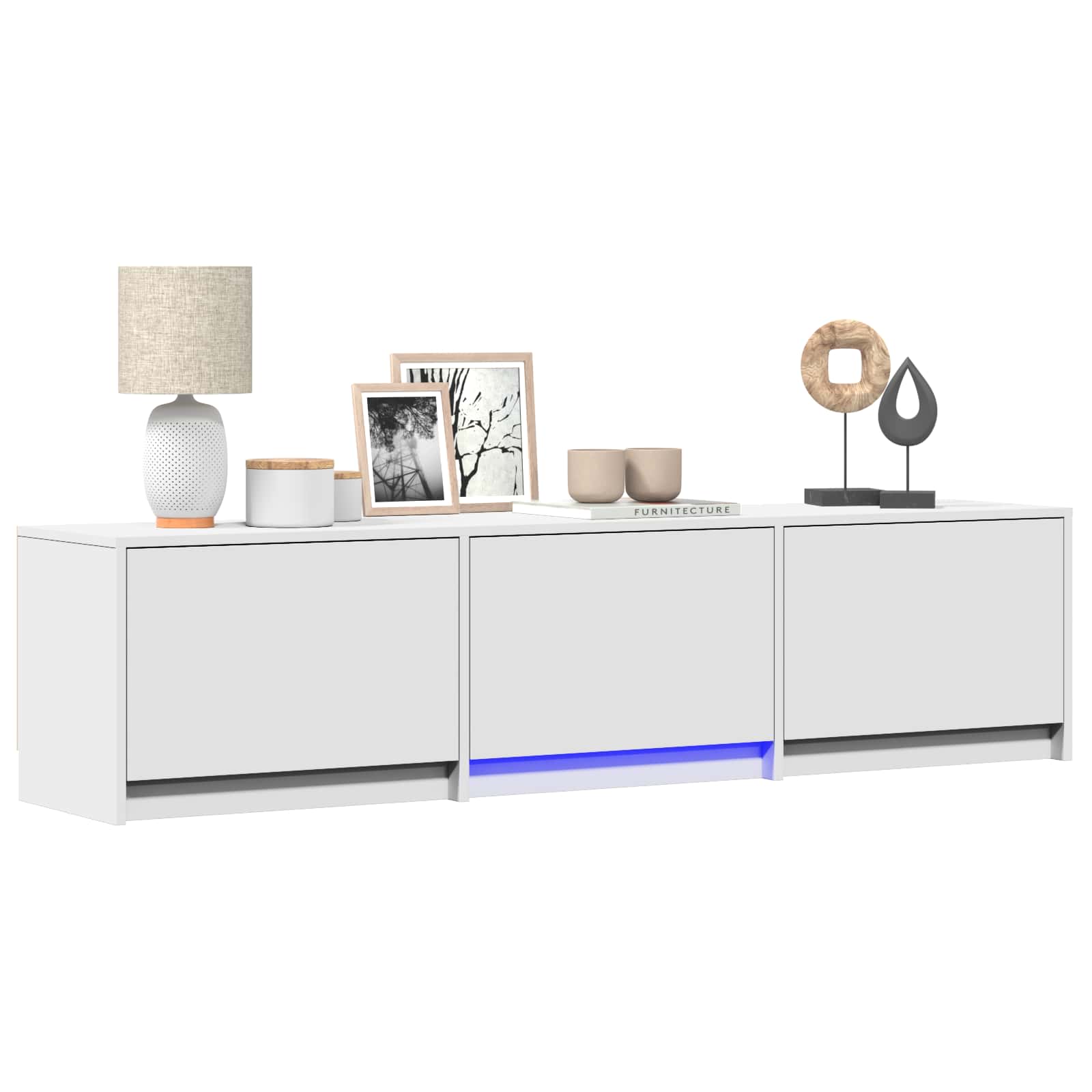 Meuble TV avec LED Blanc 165 x 34 x 40 cm Bois d’ingénierie - XIOS