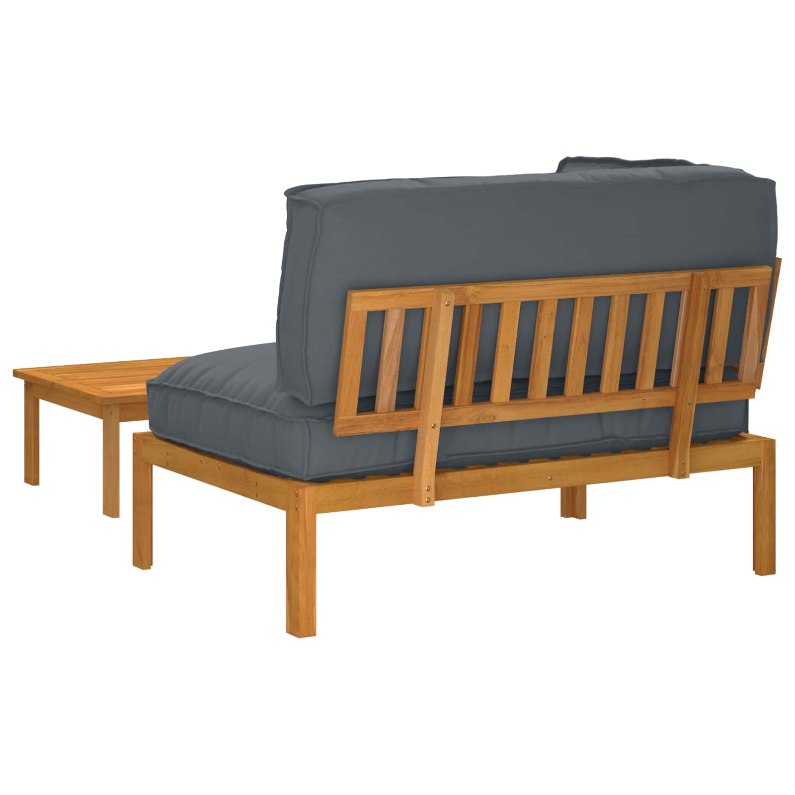 Ensemble de Canapés Uni 2 pcs Anthracite Bois d'Acacia Massif