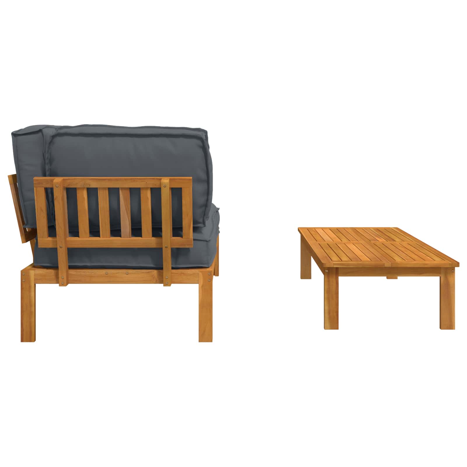 Ensemble de Canapés Uni 2 pcs Anthracite Bois d'Acacia Massif
