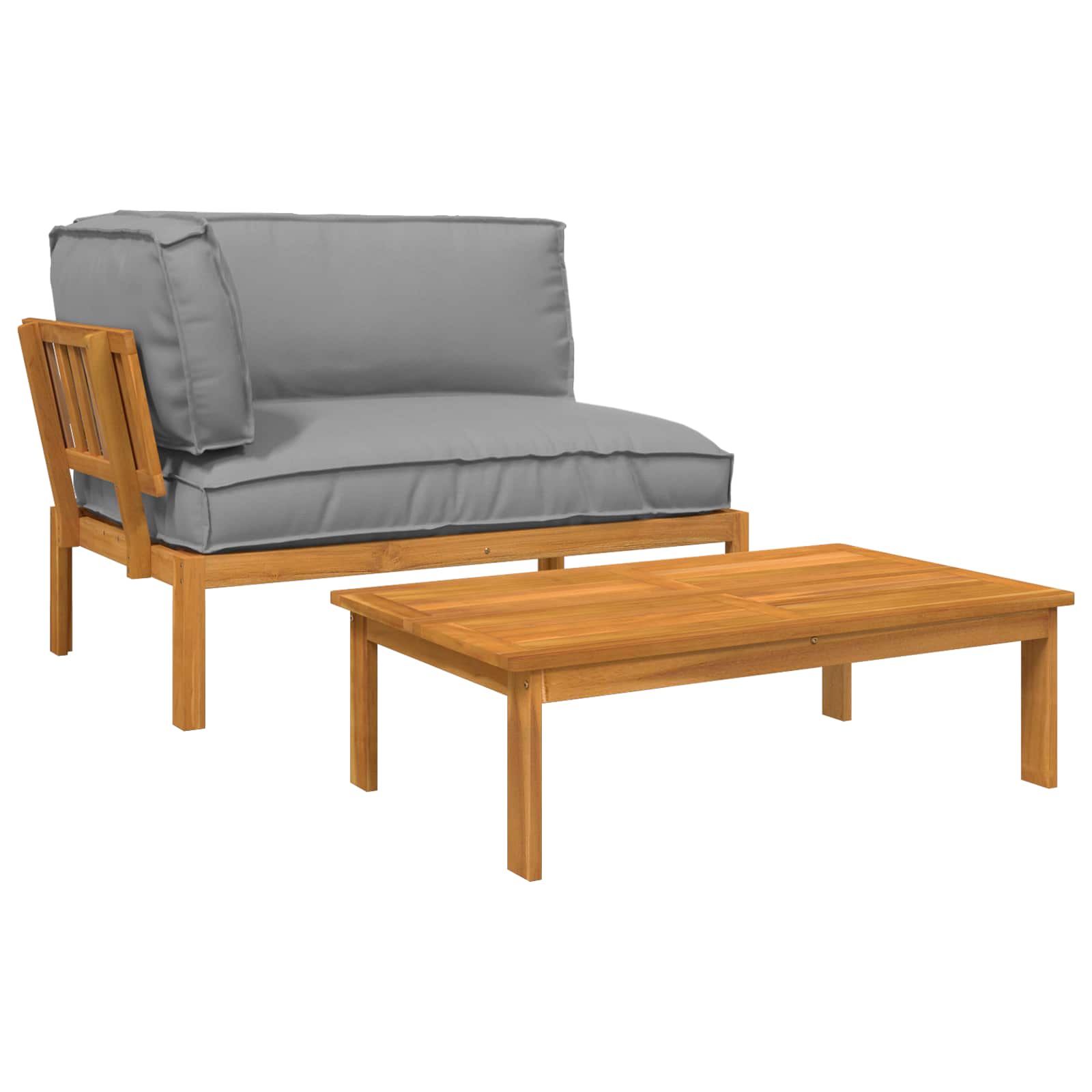 Ensemble de Canapés Uni 2 pcs Gris Bois d'Acacia Massif