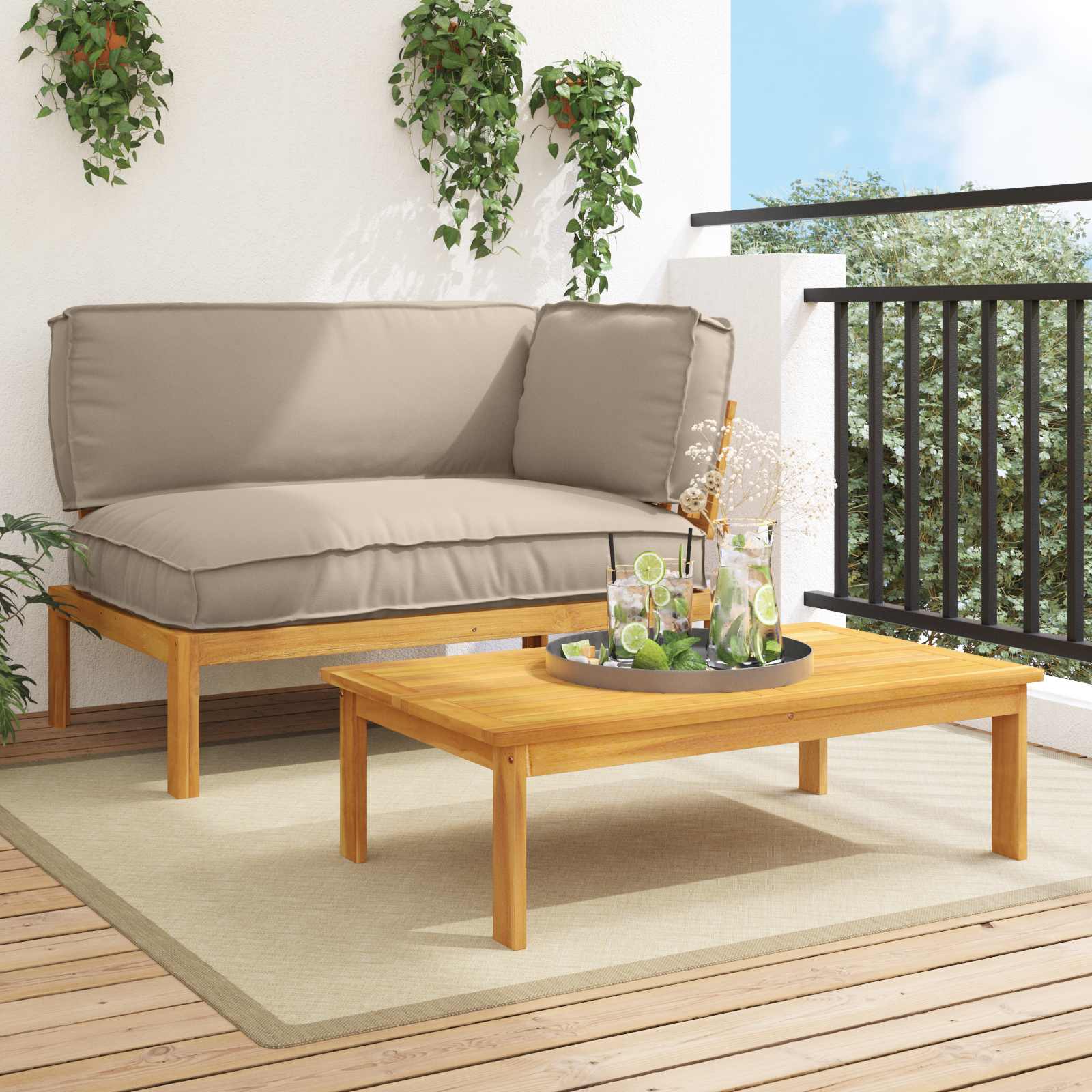 Ensemble de Canapés Uni 2 pcs Taupe Bois d'Acacia Massif - XIOS