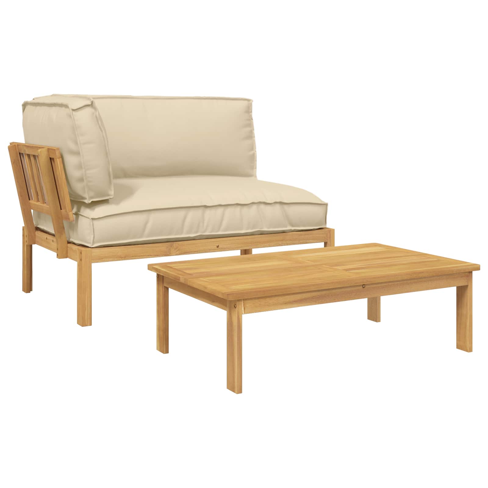 Ensemble de Canapés Uni 2 pcs Beige Bois d'Acacia Massif