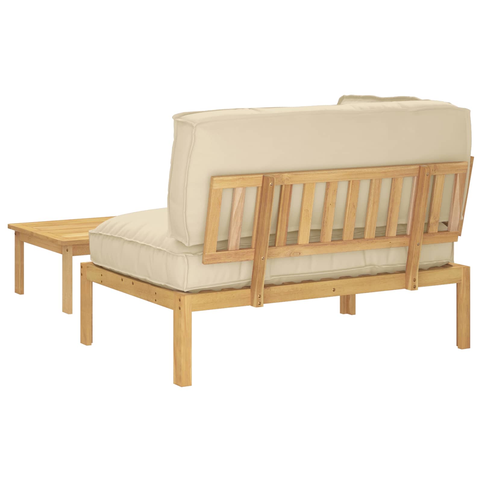 Ensemble de Canapés Uni 2 pcs Beige Bois d'Acacia Massif