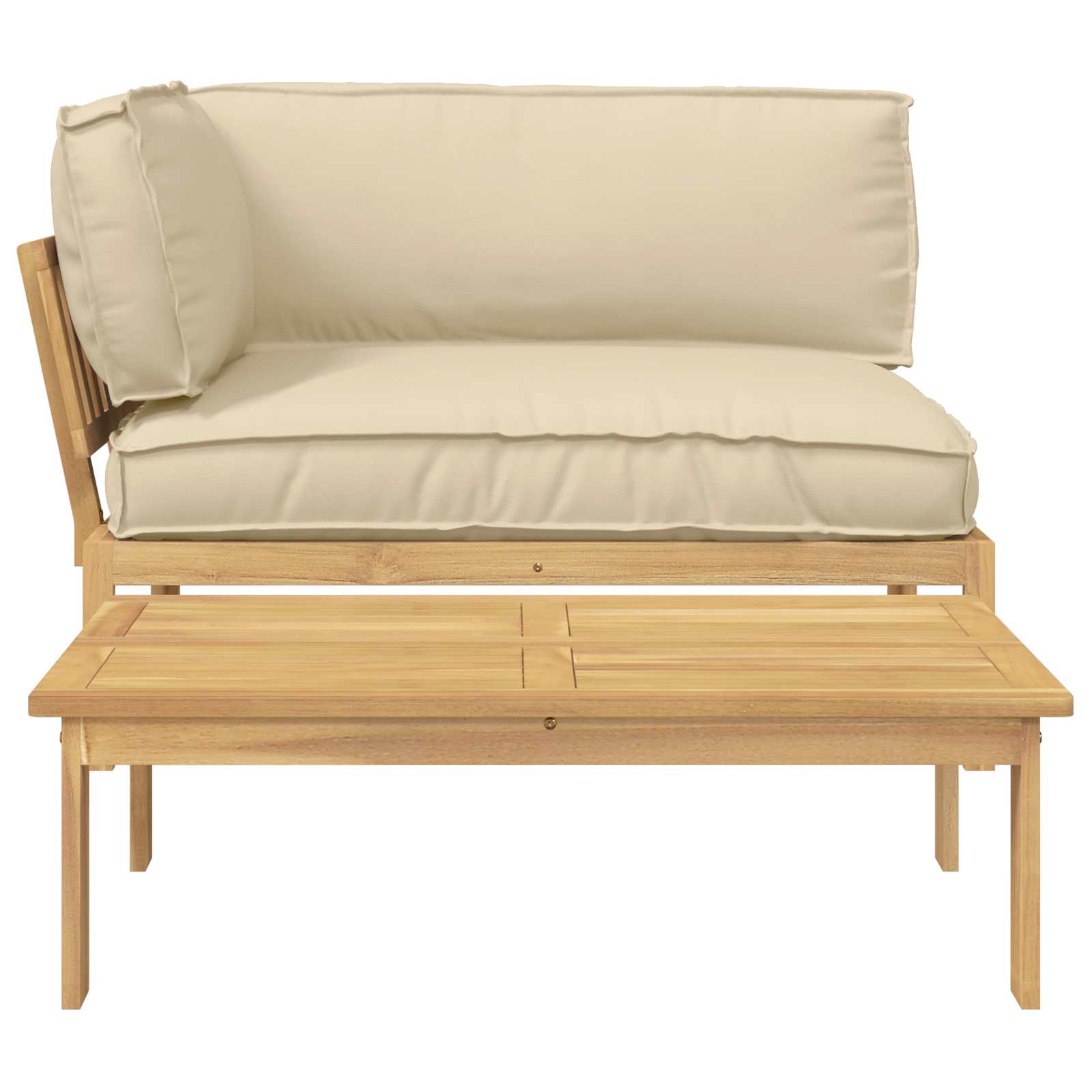 Ensemble de Canapés Uni 2 pcs Beige Bois d'Acacia Massif