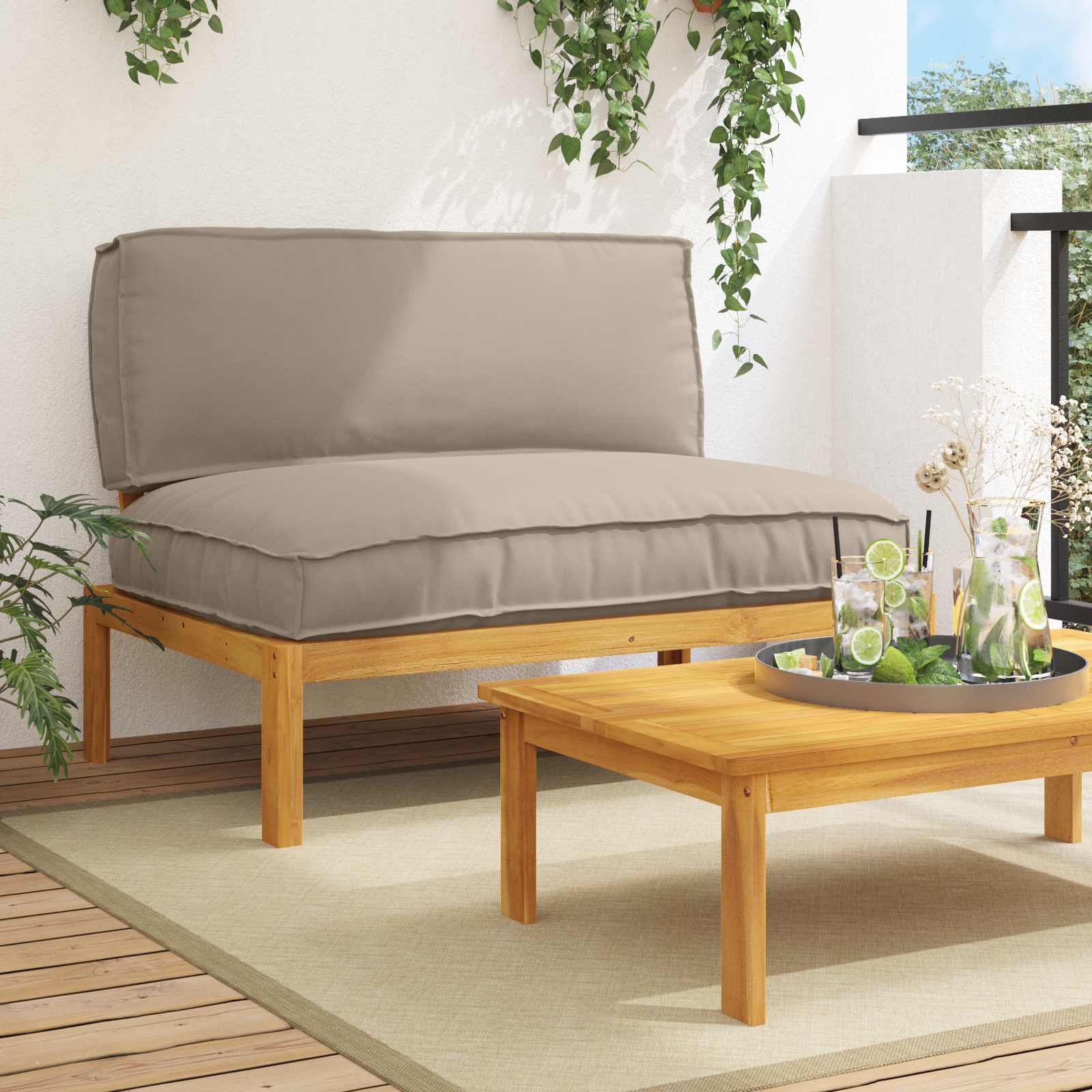 Ensemble de Canapés Taupe 120 x 92 x 69 cm Bois d'Acacia Massif - XIOS