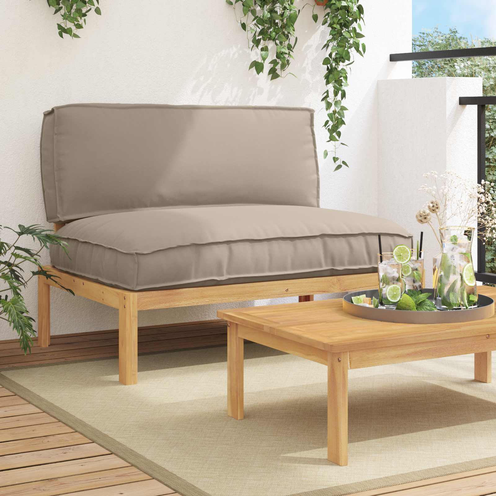 Ensemble de Canapés Taupe 120 x 92 x 69 cm Bois d'Acacia Massif
