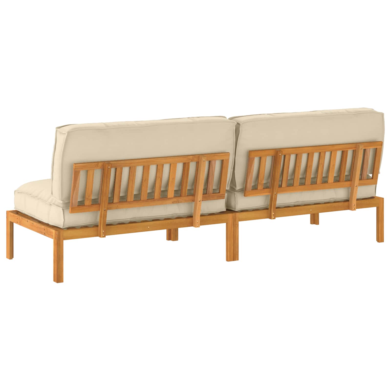 Ensemble de Canapés Uni 2 pcs Beige Bois d'Acacia Massif