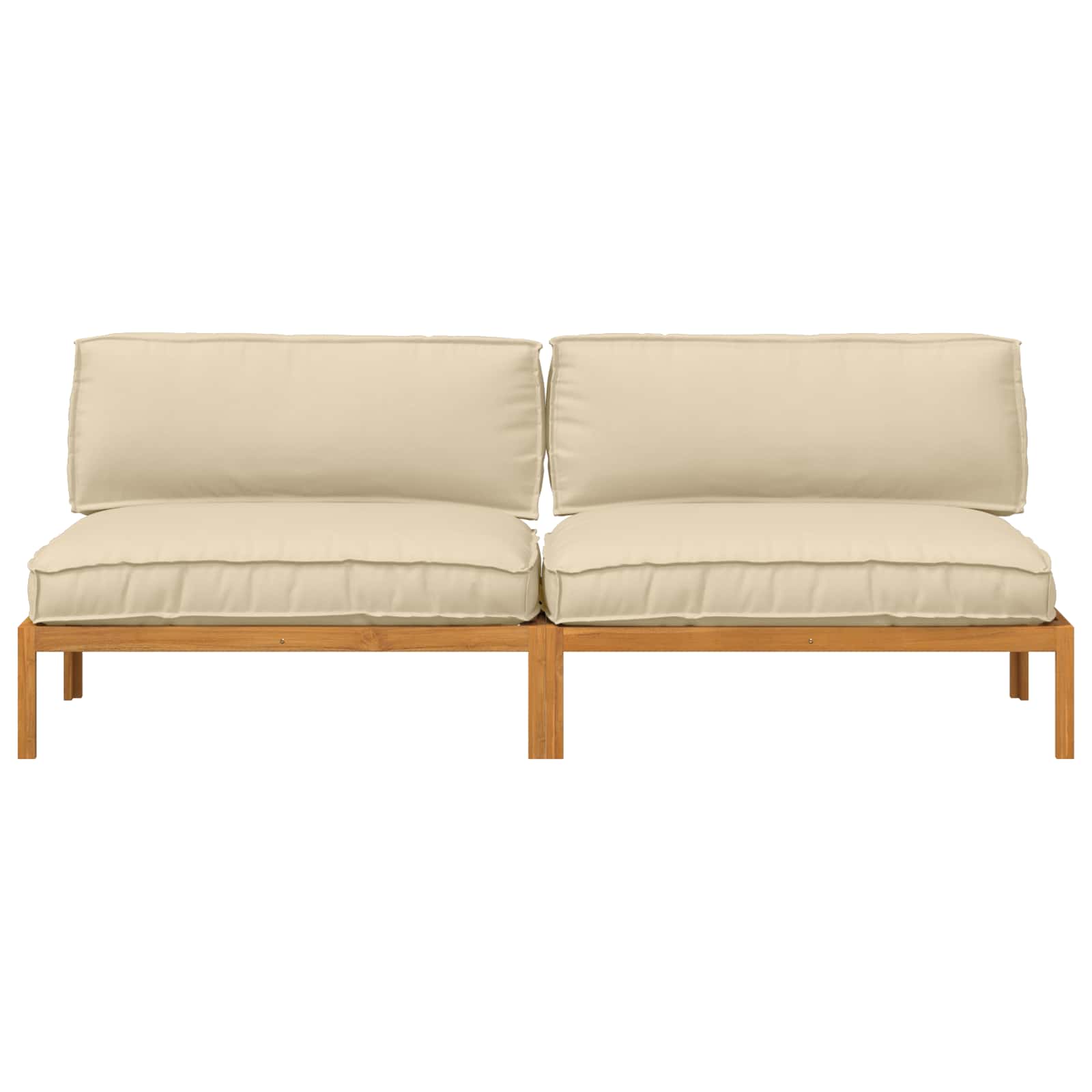 Ensemble de Canapés Uni 2 pcs Beige Bois d'Acacia Massif