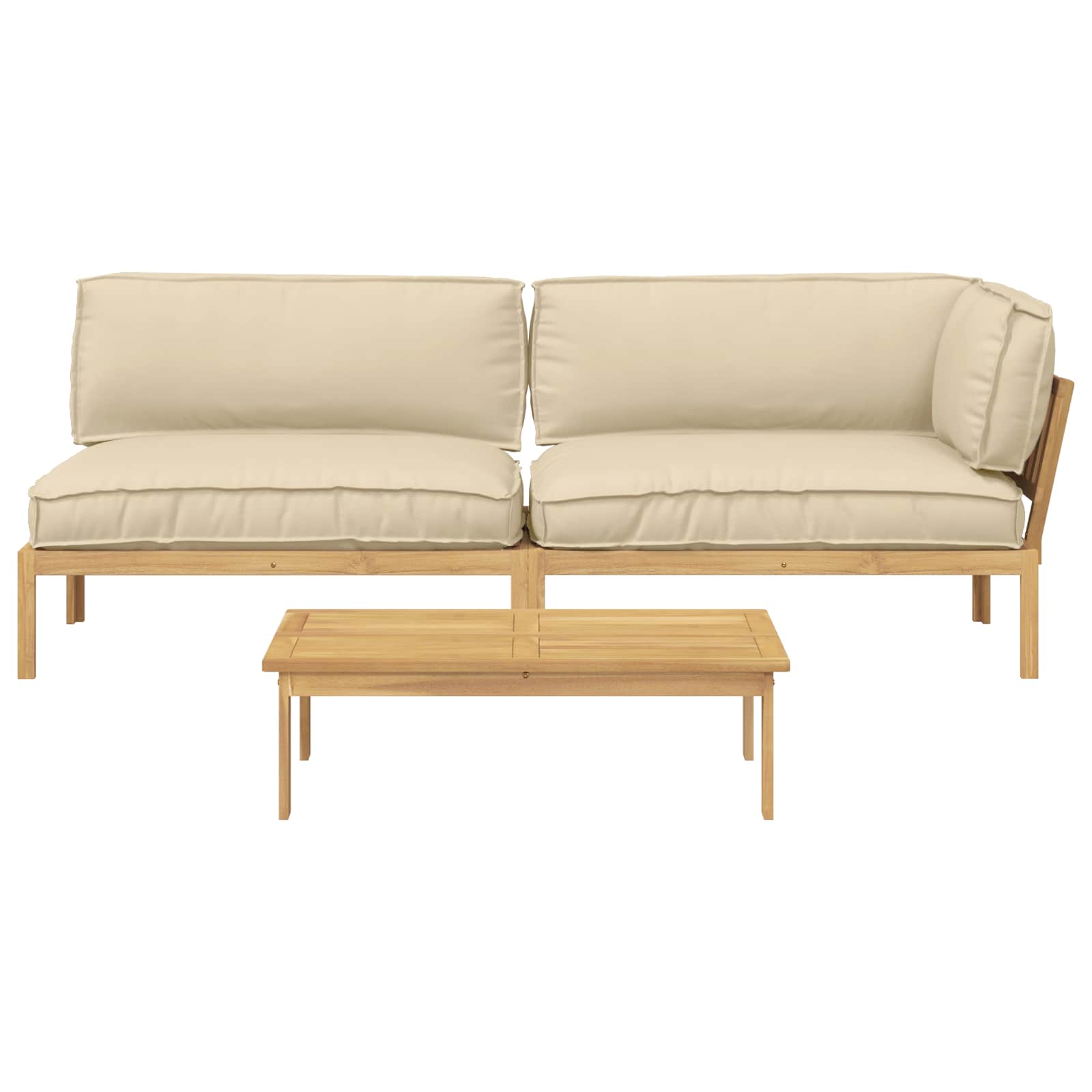 Ensemble de Canapés Uni 3 pcs Beige Bois d'Acacia Massif