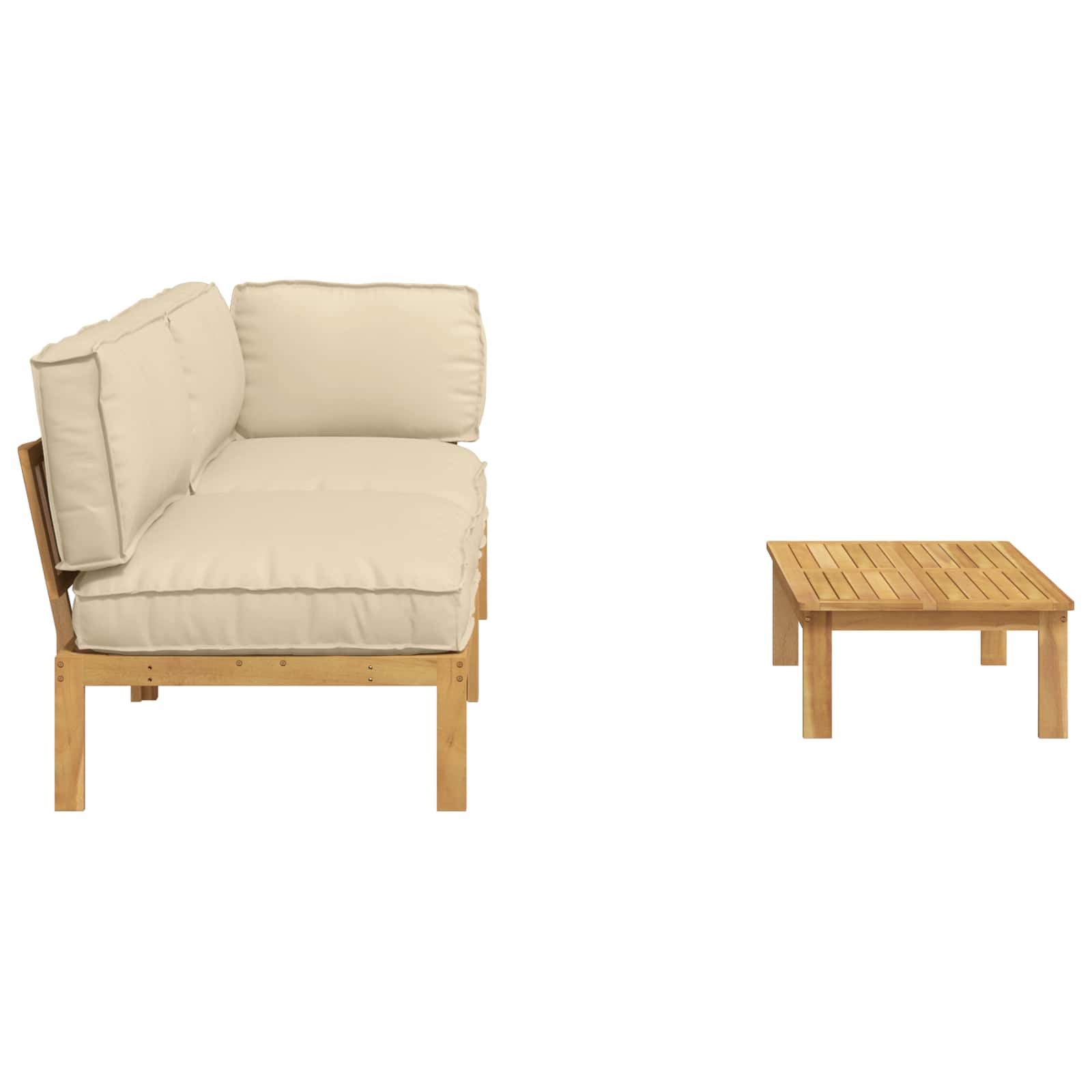 Ensemble de Canapés Uni 3 pcs Beige Bois d'Acacia Massif