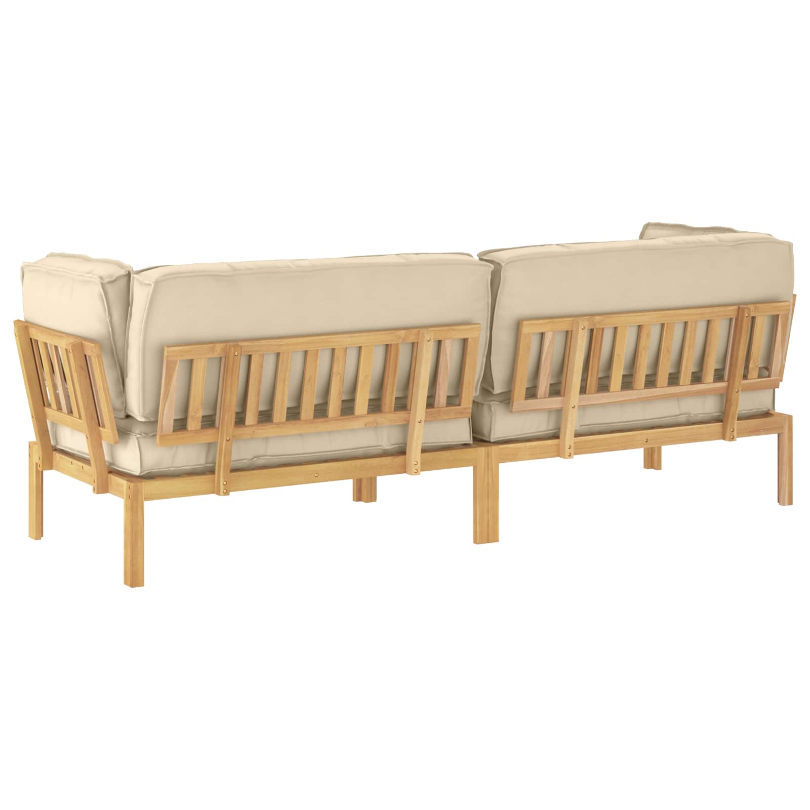 Ensemble de Canapés Uni 2 pcs Beige Bois d'Acacia Massif