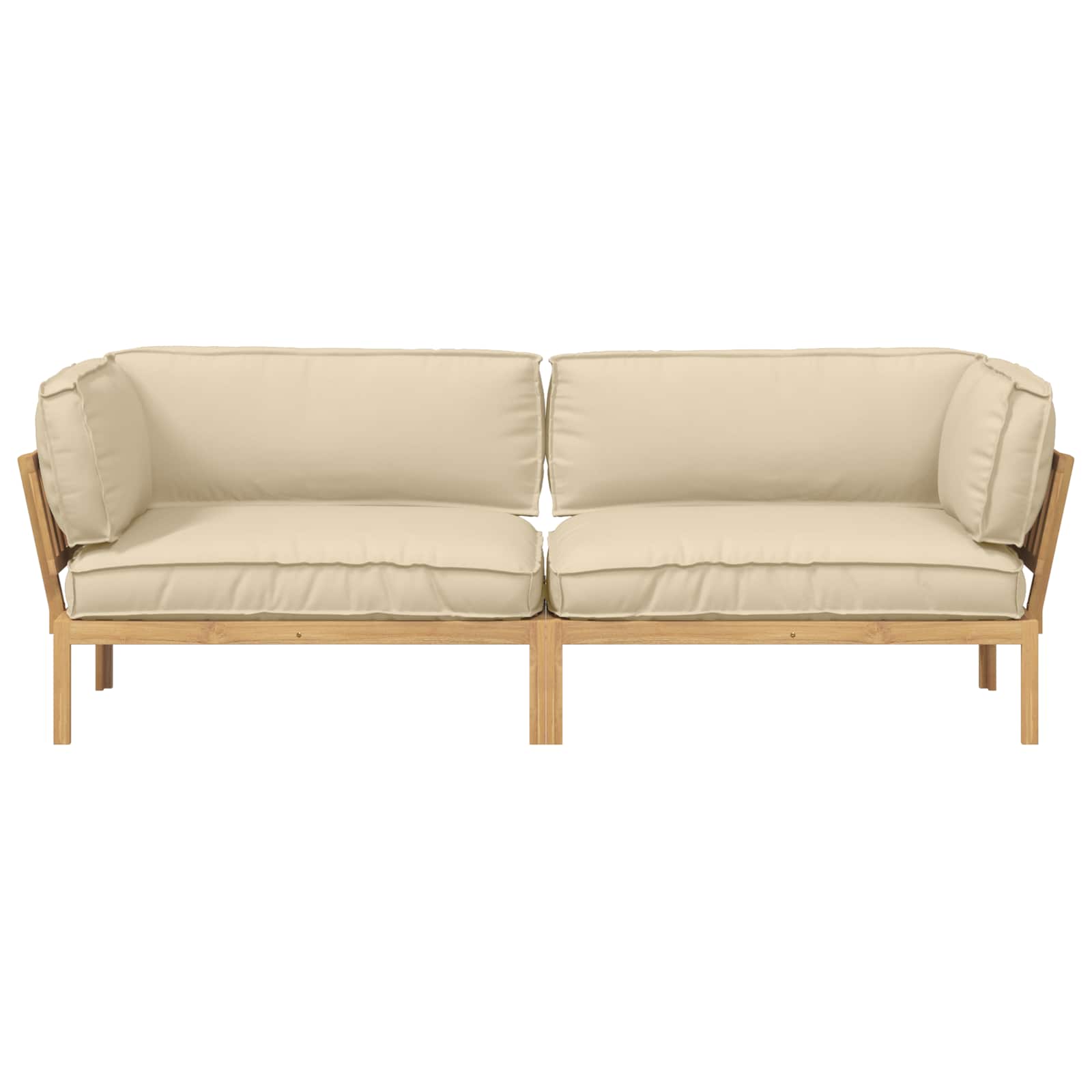 Ensemble de Canapés Uni 2 pcs Beige Bois d'Acacia Massif