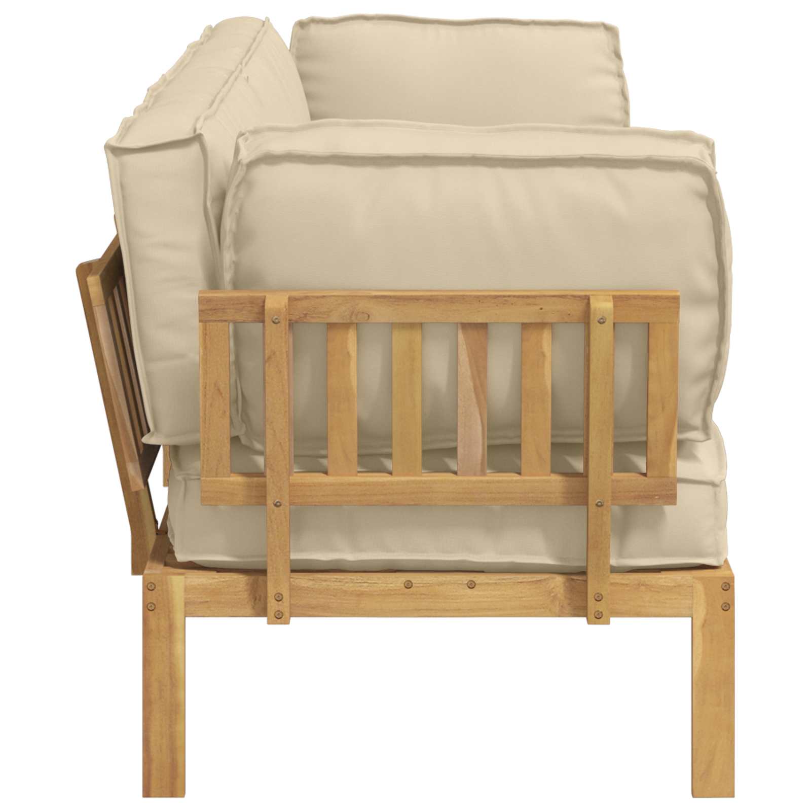 Ensemble de Canapés Uni 2 pcs Beige Bois d'Acacia Massif