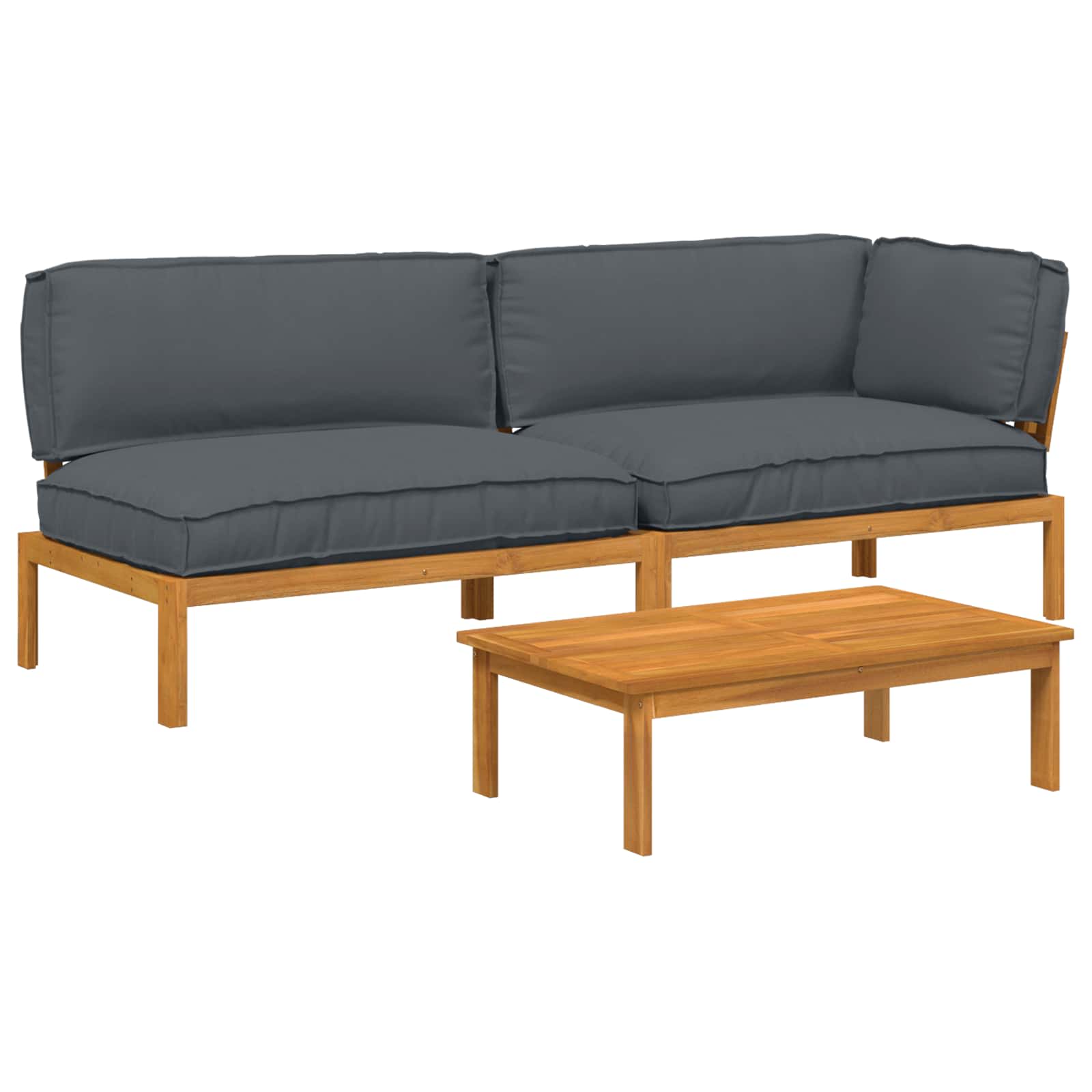 Ensemble de Canapés Uni 3 pcs Anthracite Bois d'Acacia Massif