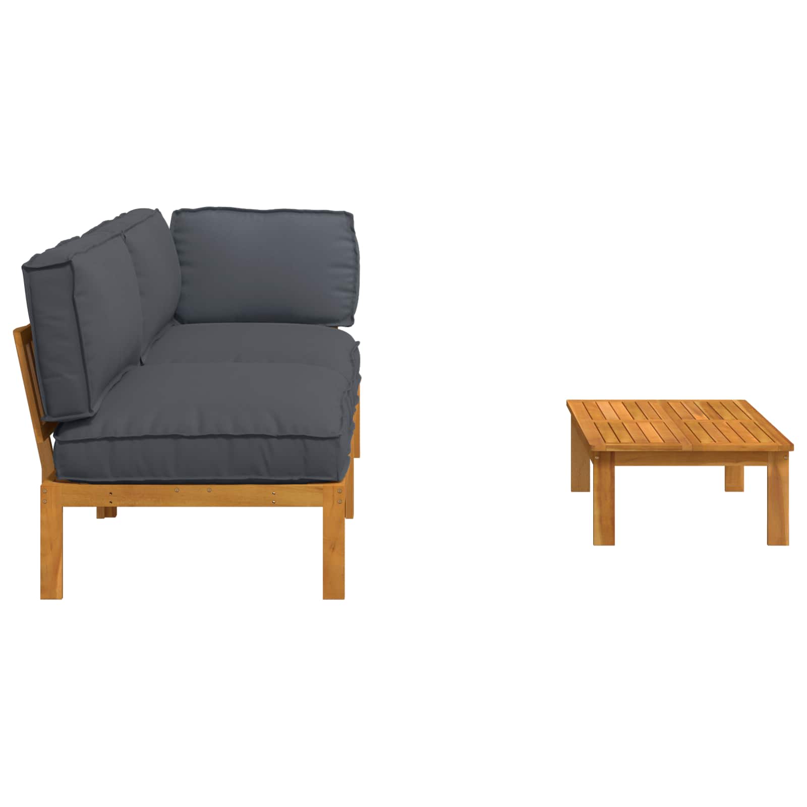 Ensemble de Canapés Uni 3 pcs Anthracite Bois d'Acacia Massif