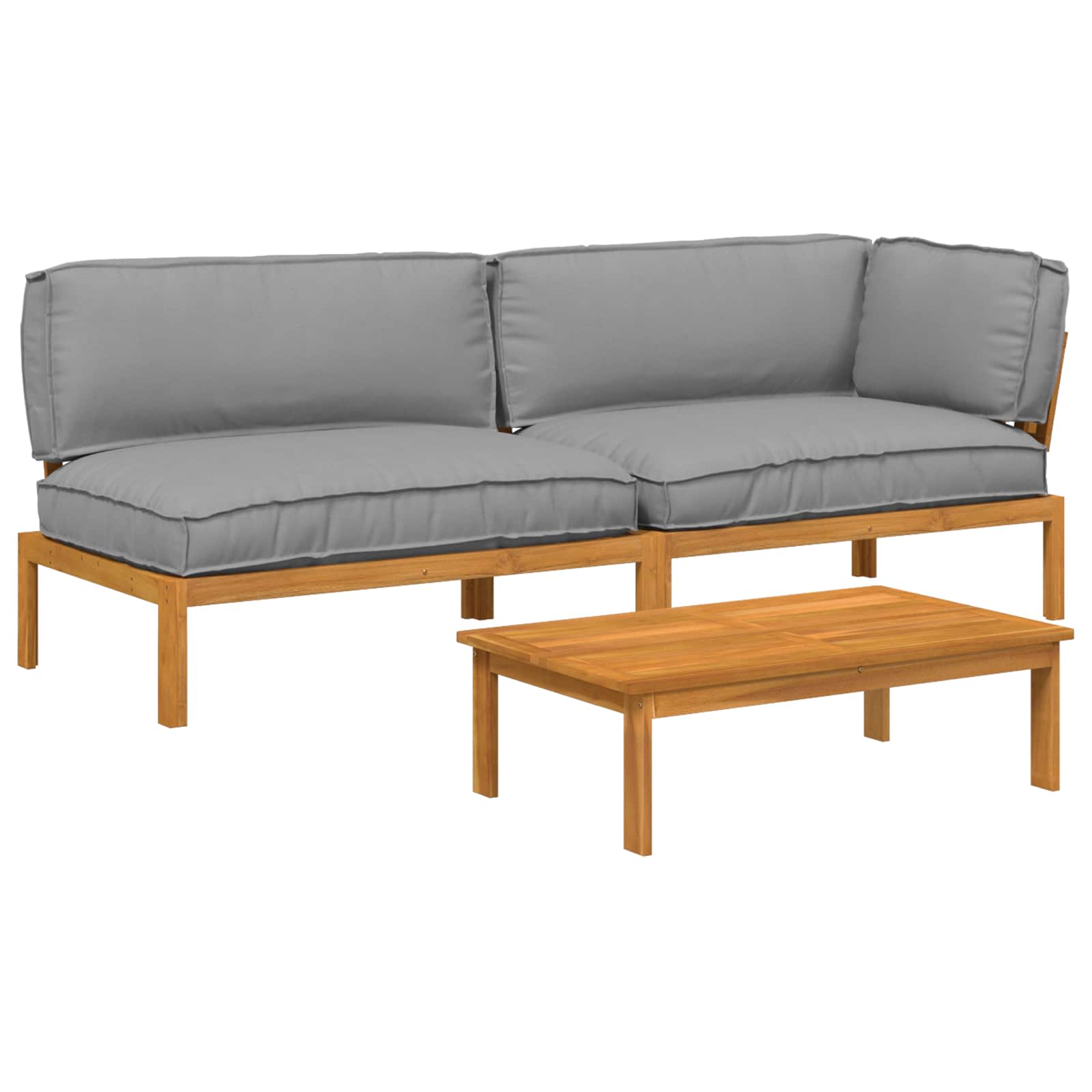 Ensemble de Canapés Uni 3 pcs Crème Bois d'Acacia Massif