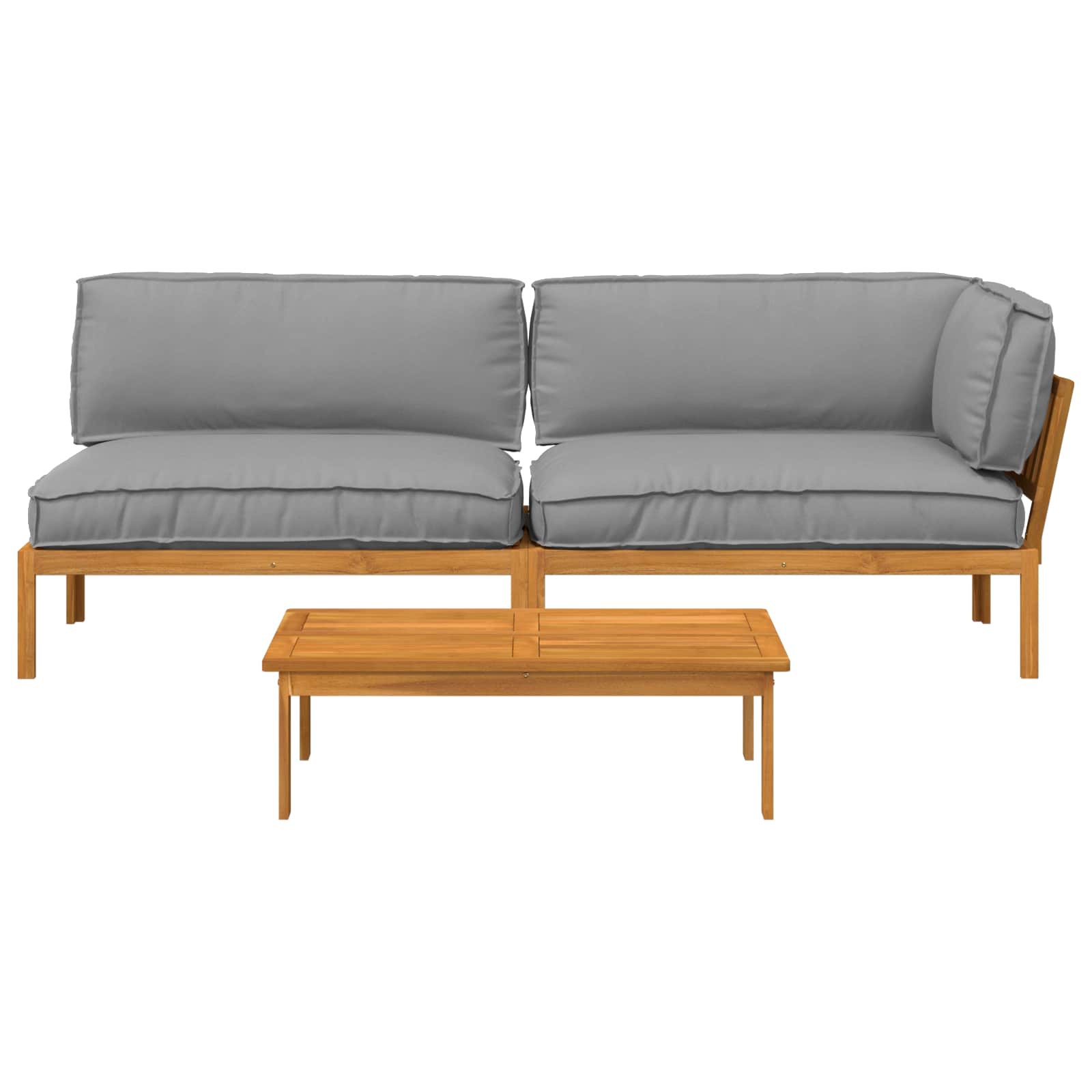 Ensemble de Canapés Uni 3 pcs Crème Bois d'Acacia Massif
