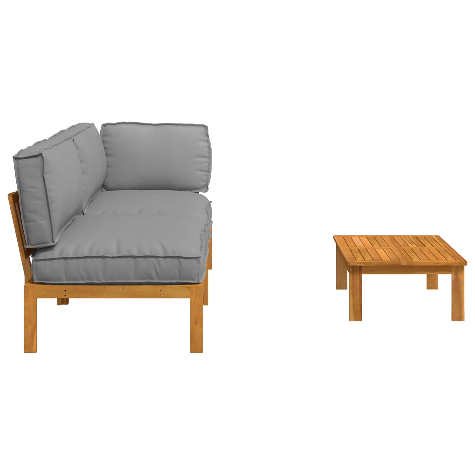 Ensemble de Canapés Uni 3 pcs Crème Bois d'Acacia Massif