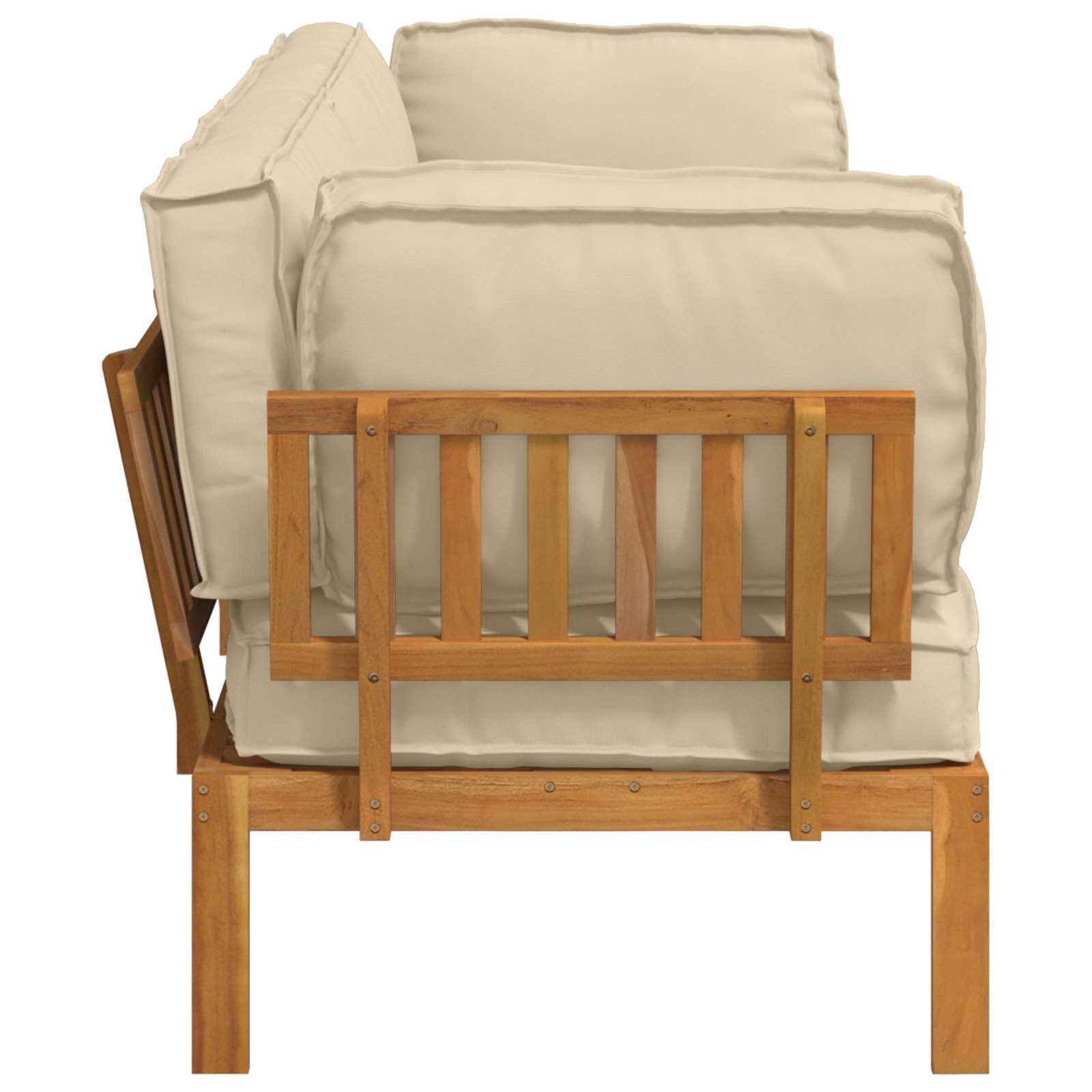 Ensemble de Canapés Uni 2 pcs Beige Bois d'Acacia Massif