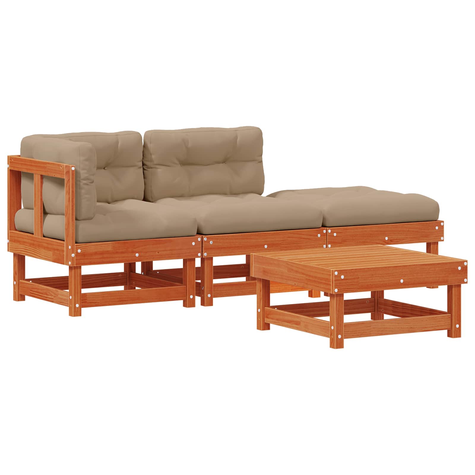 Ensemble de salon de jardin 4 pcs Brun cire Bois de pin massif - XIOS