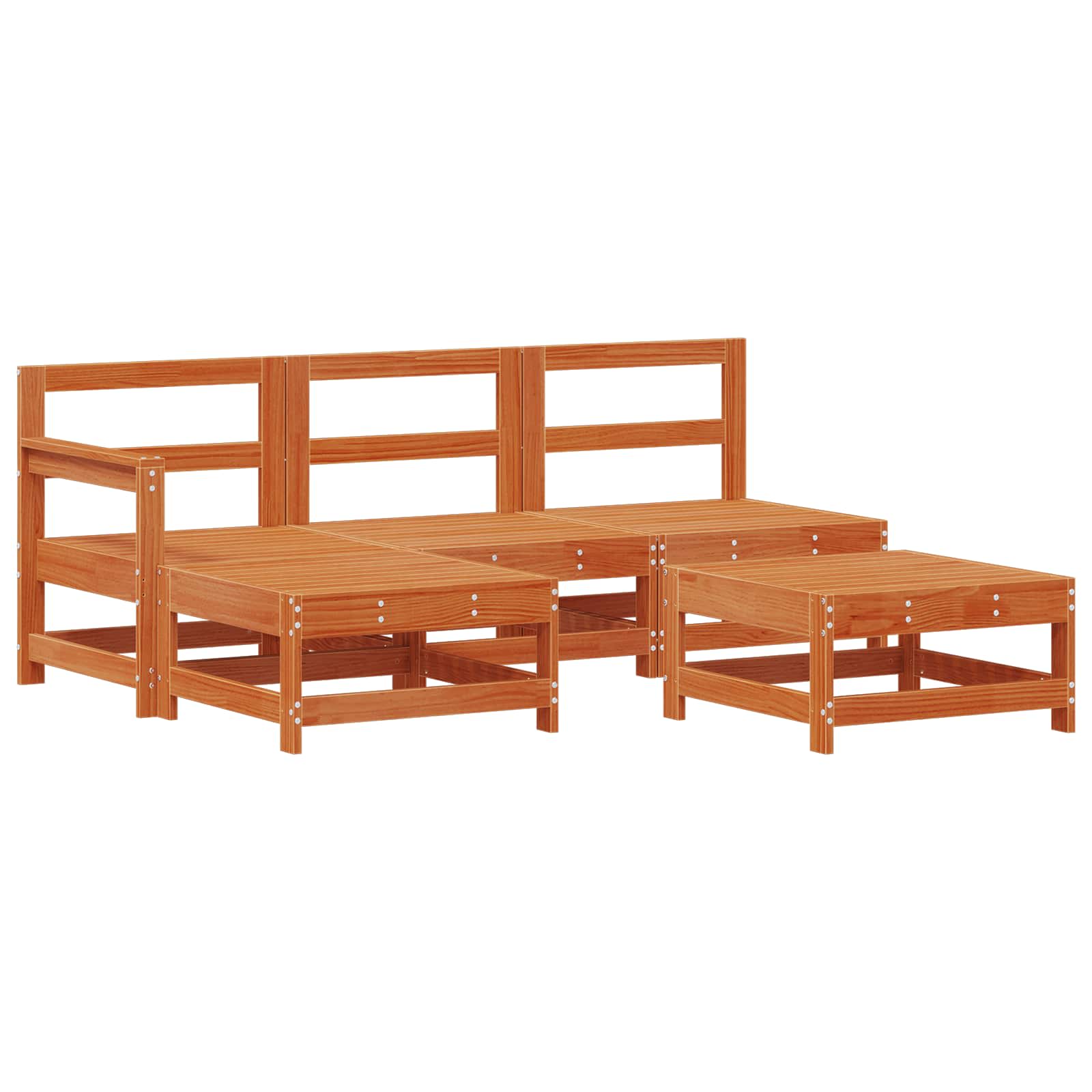 Ensemble de salon de jardin 5 pcs Brun cire Bois de pin massif - XIOS