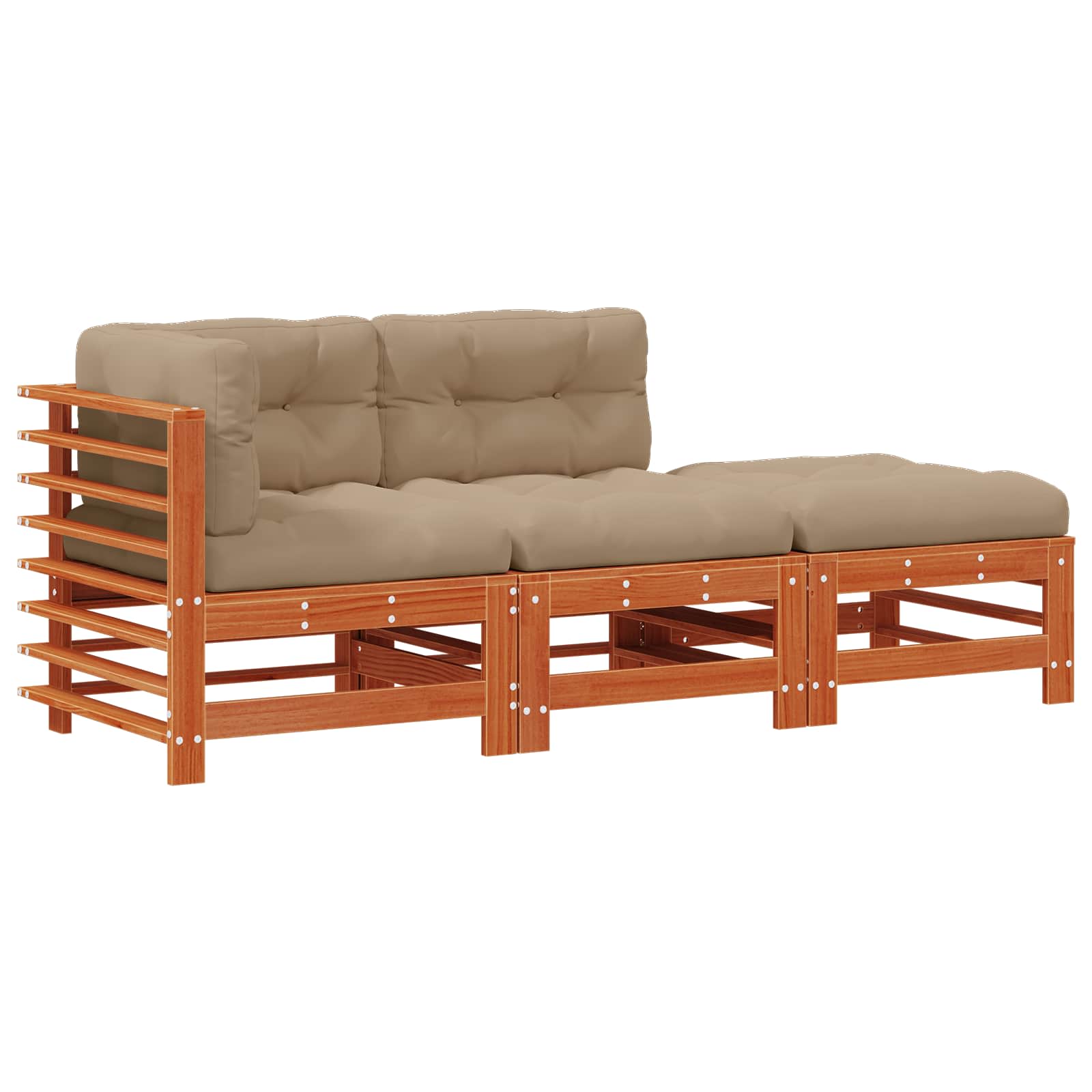 Ensemble de salon de jardin 3 pcs Brun cire Bois de pin massif - XIOS