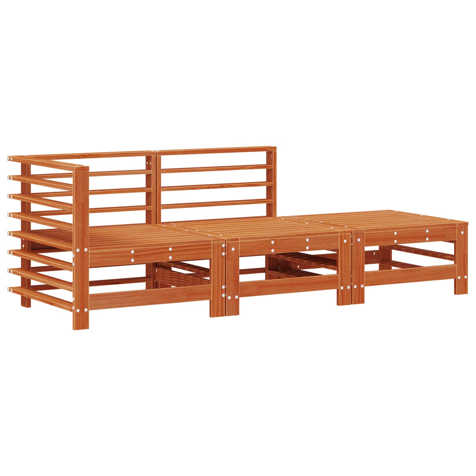 Ensemble de salon de jardin 3 pcs Brun cire Bois de pin massif - XIOS