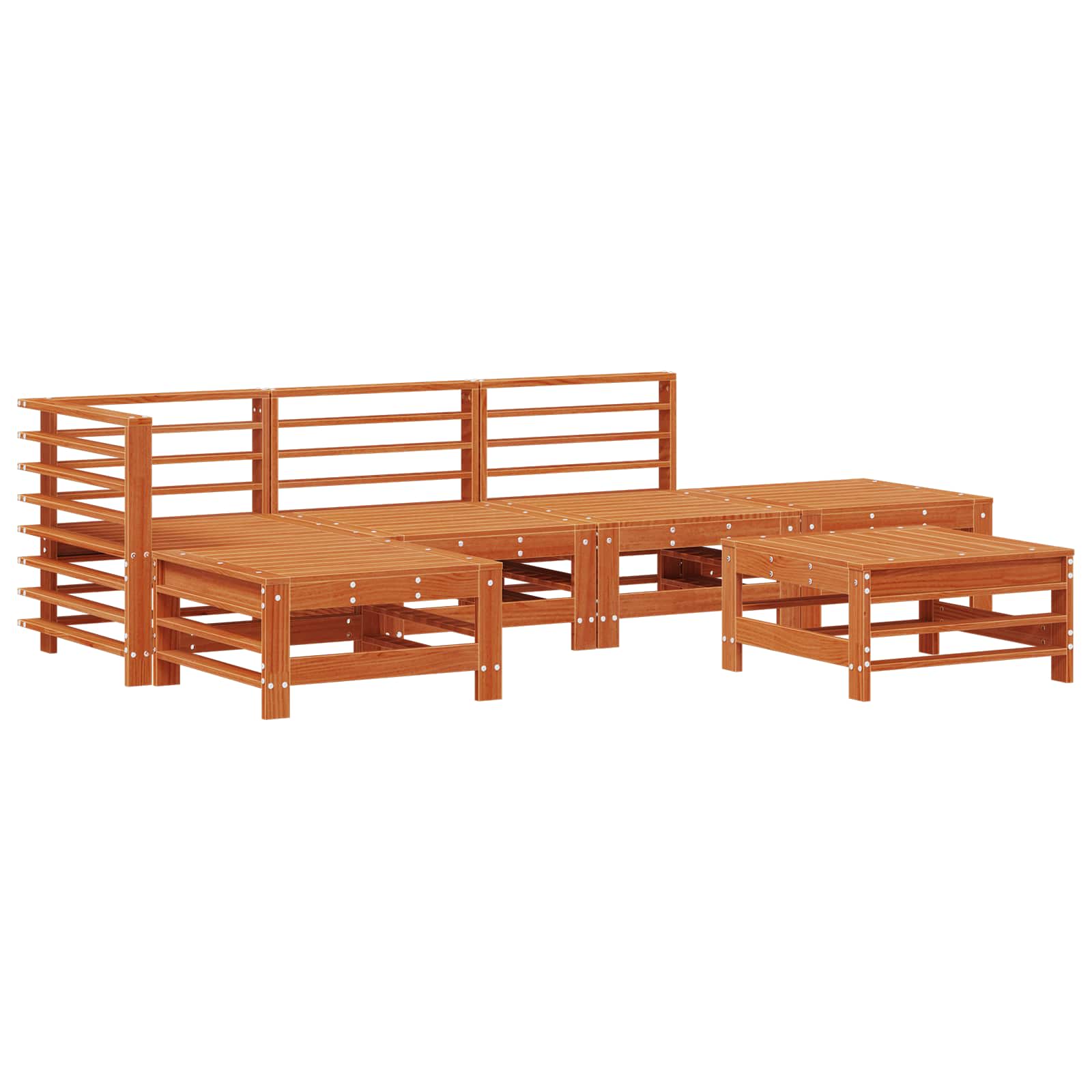 Ensemble de salon de jardin 5 pcs Brun cire Bois de pin massif - XIOS