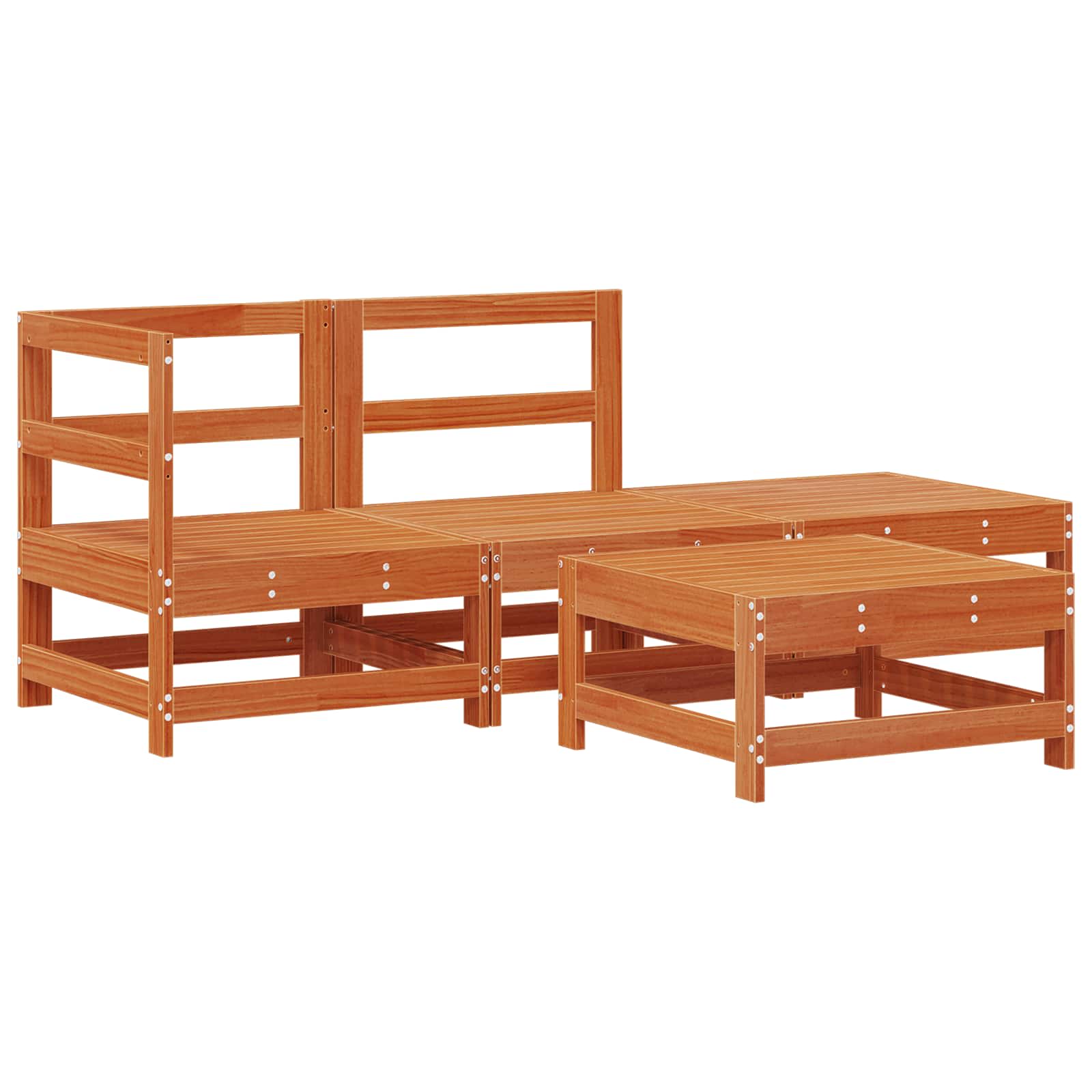 Ensemble de salon de jardin 4 pcs Brun cire Bois de pin massif - XIOS