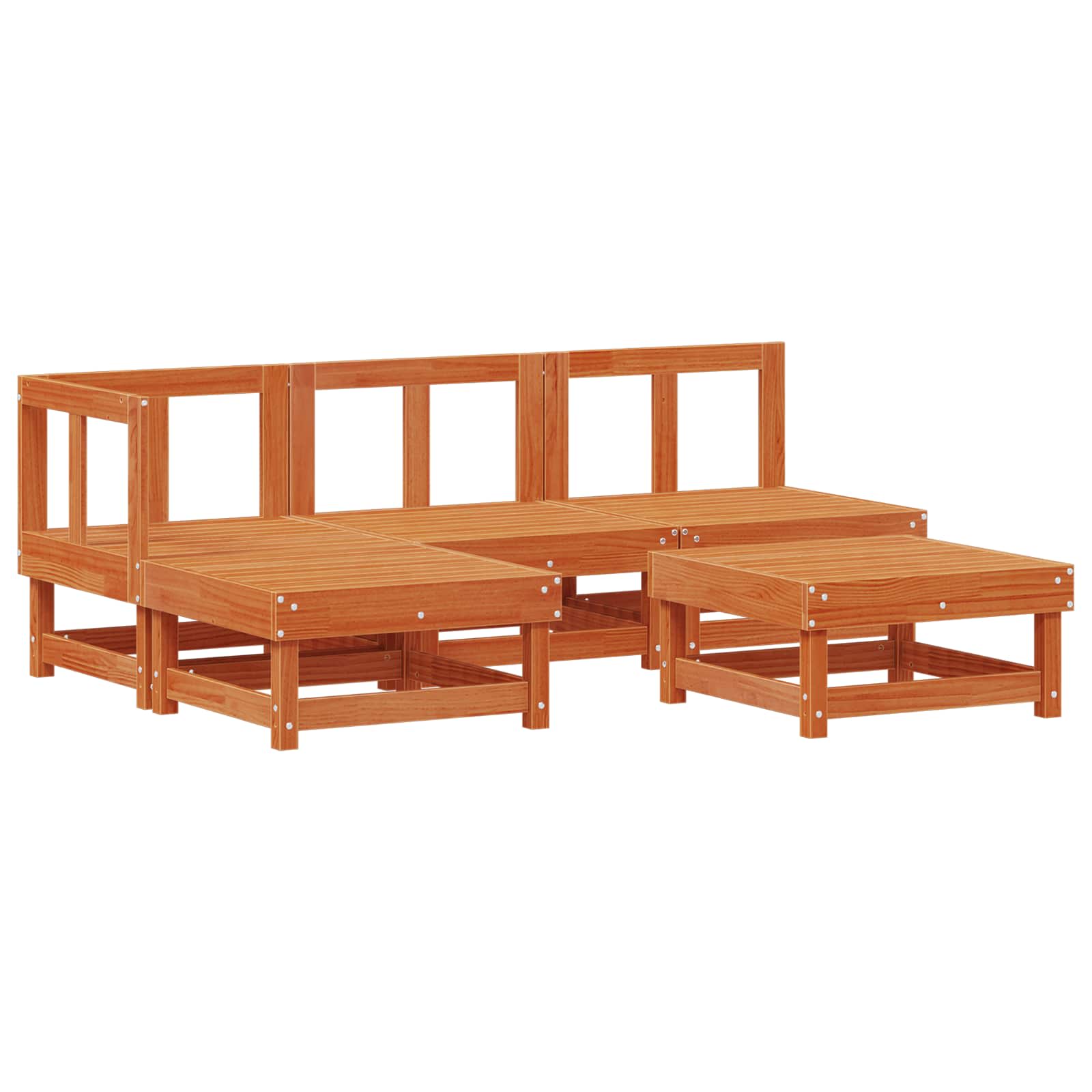 Ensemble de salon de jardin 13 pcs Brun cire Bois de pin massif - XIOS