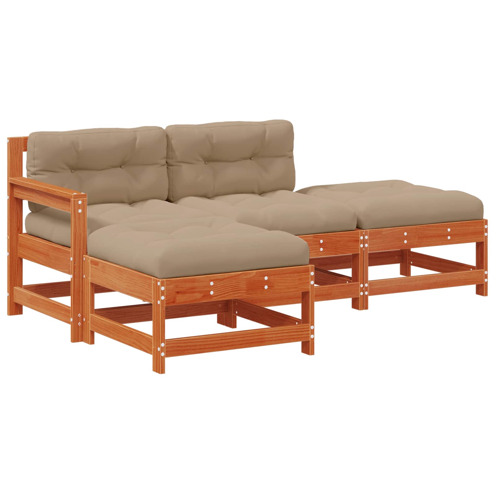 Ensemble de salon de jardin 4 pcs Brun cire Bois de pin massif - XIOS