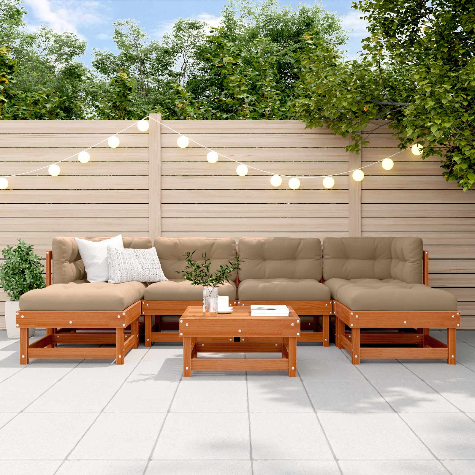 Ensemble de salon de jardin 7 pcs Brun Ciré Pin massif - XIOS