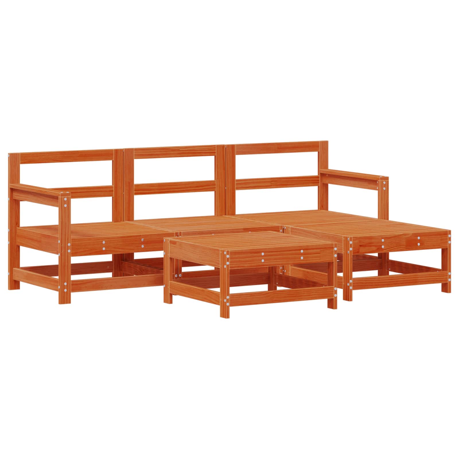 Ensemble de salon de jardin 5 pcs Pin brun ciré - XIOS